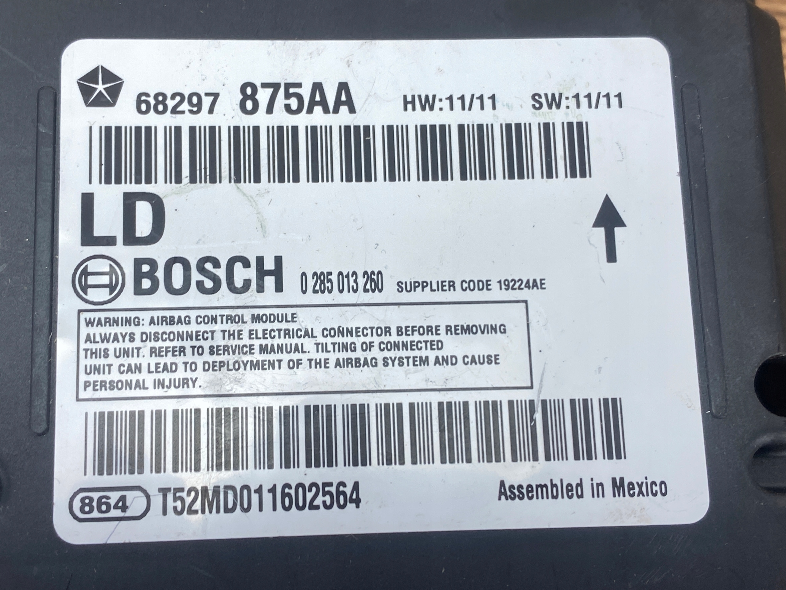 modulo airbag airbag Dodge Charger 2015+ USA