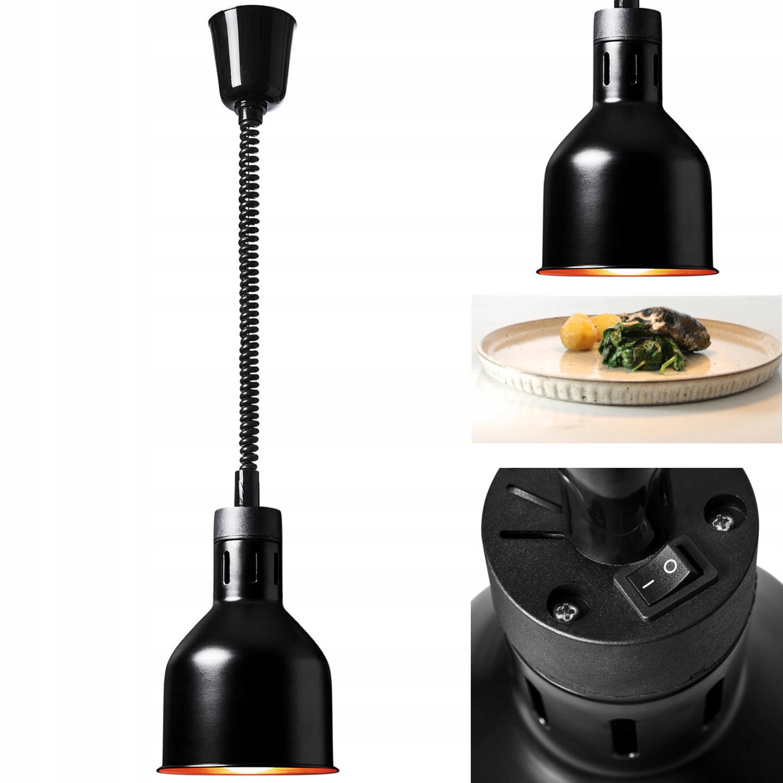 Závěsná Infračervená Topná Lampa 250W 230V E27 Pro Gastronomické Pokrmy