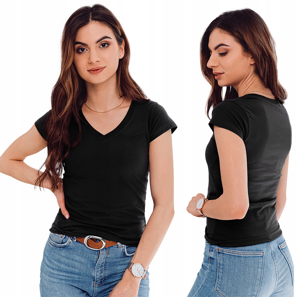 

T-shirt damski bez nadruku 002SLR czarny S