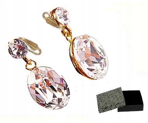 

Złote Klipsy Z Dużym Kryształem Swarovski Colibra