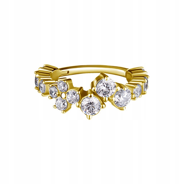 Náušnice kolečko clicker s bílými zirkony CoCr Nf zlatá 1,2/8