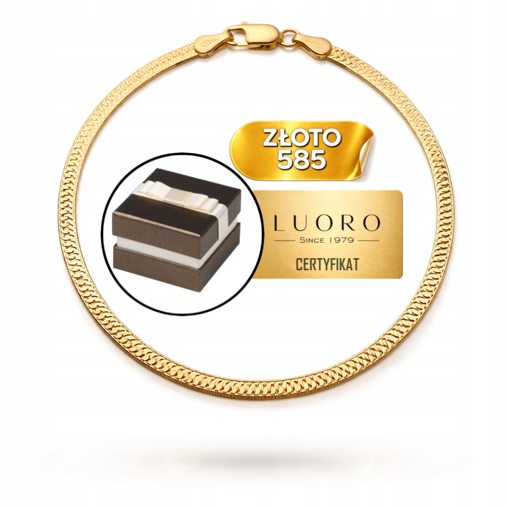 Zlatý Náramek 585 14K Jednostranně Diamantový 18,5 CM Elegantní