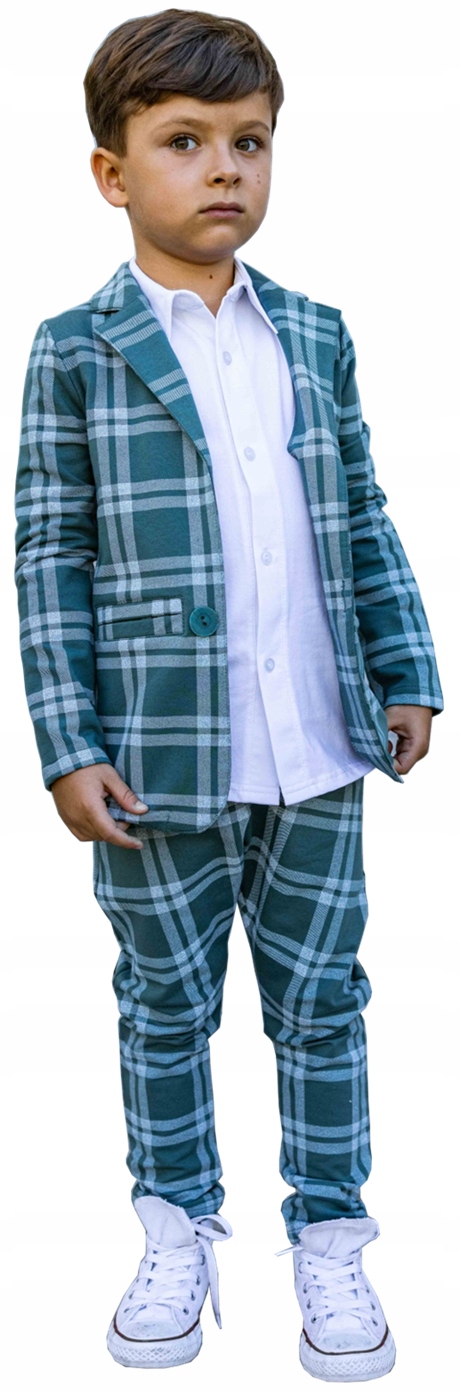 

Garnitur dla Chłopca w Kratę bawełniany 104 110