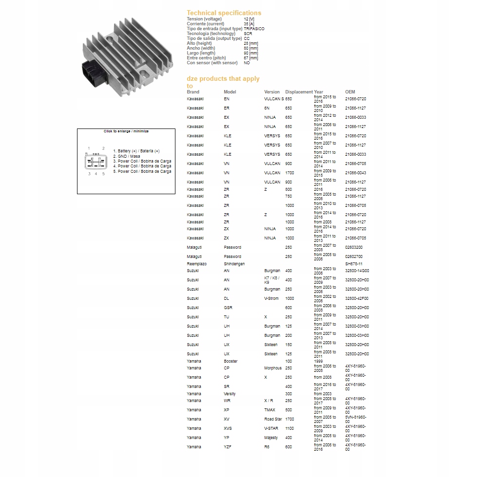 REGULATOR NAPIĘCIA YAMAHA YXR450/660 RHINO '04-'09