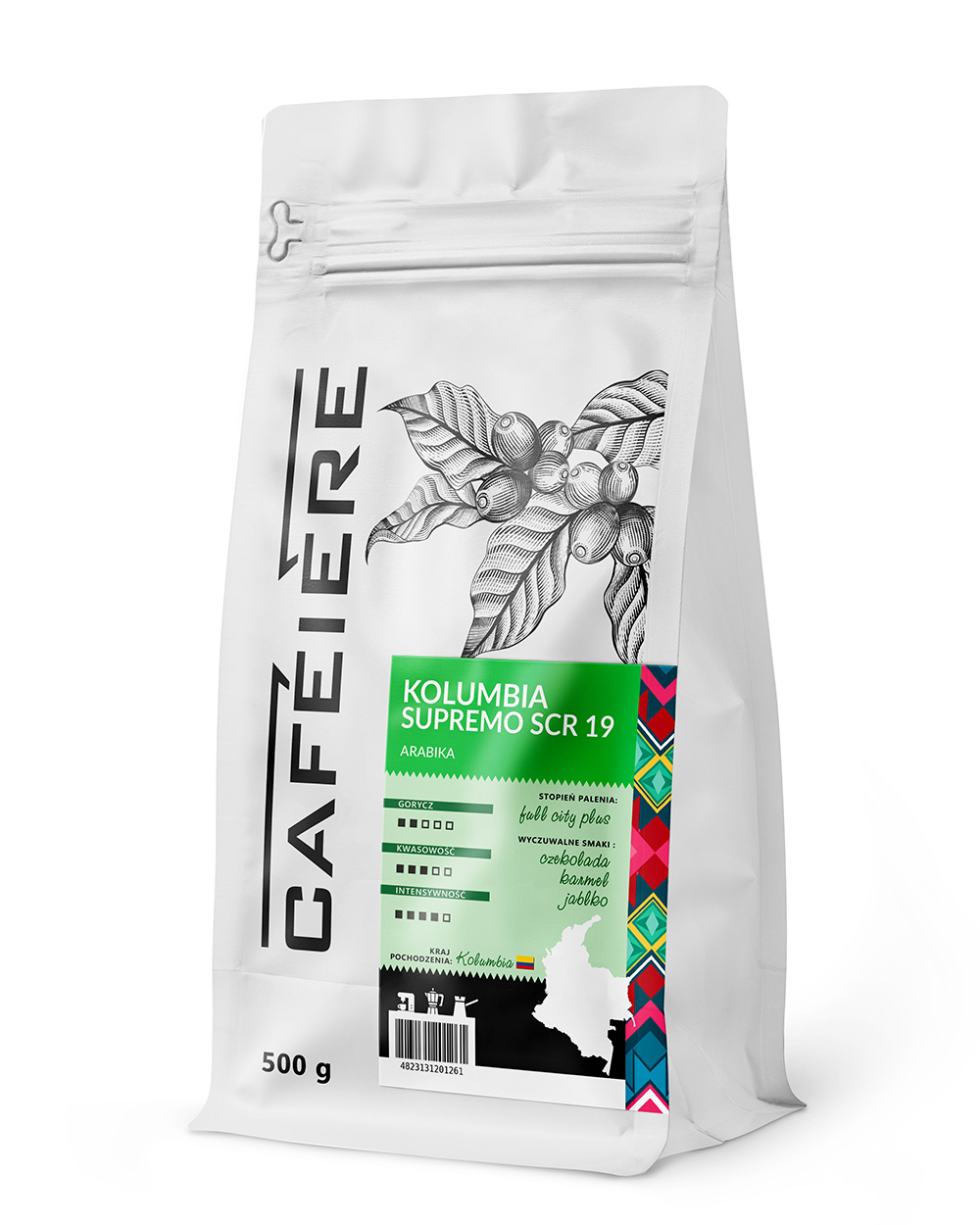 Levně Káva zrnková 100% Arabica Čerstvě pražená Kolumbia Supremo 19 scr, 500 g