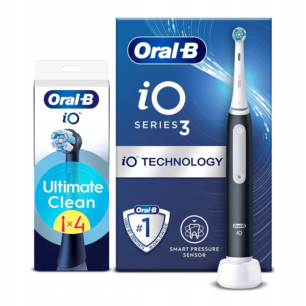 Zestaw podarunkowy Oral-B: Szczoteczka elektryczna iO3 Black, Końcówki 4szt