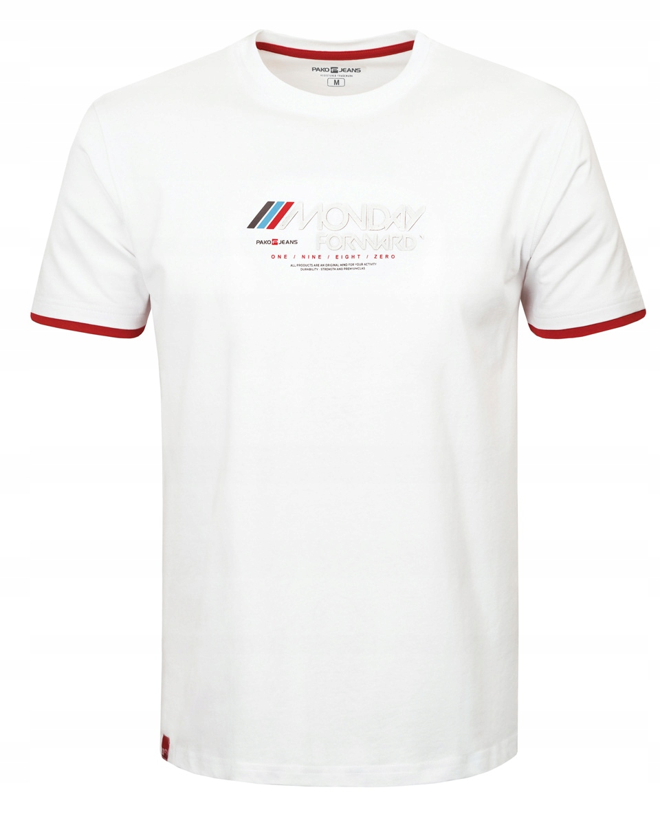 T-shirt Męski Koszulka Biała Gruba Bawełna Monday XL Pako Jeans