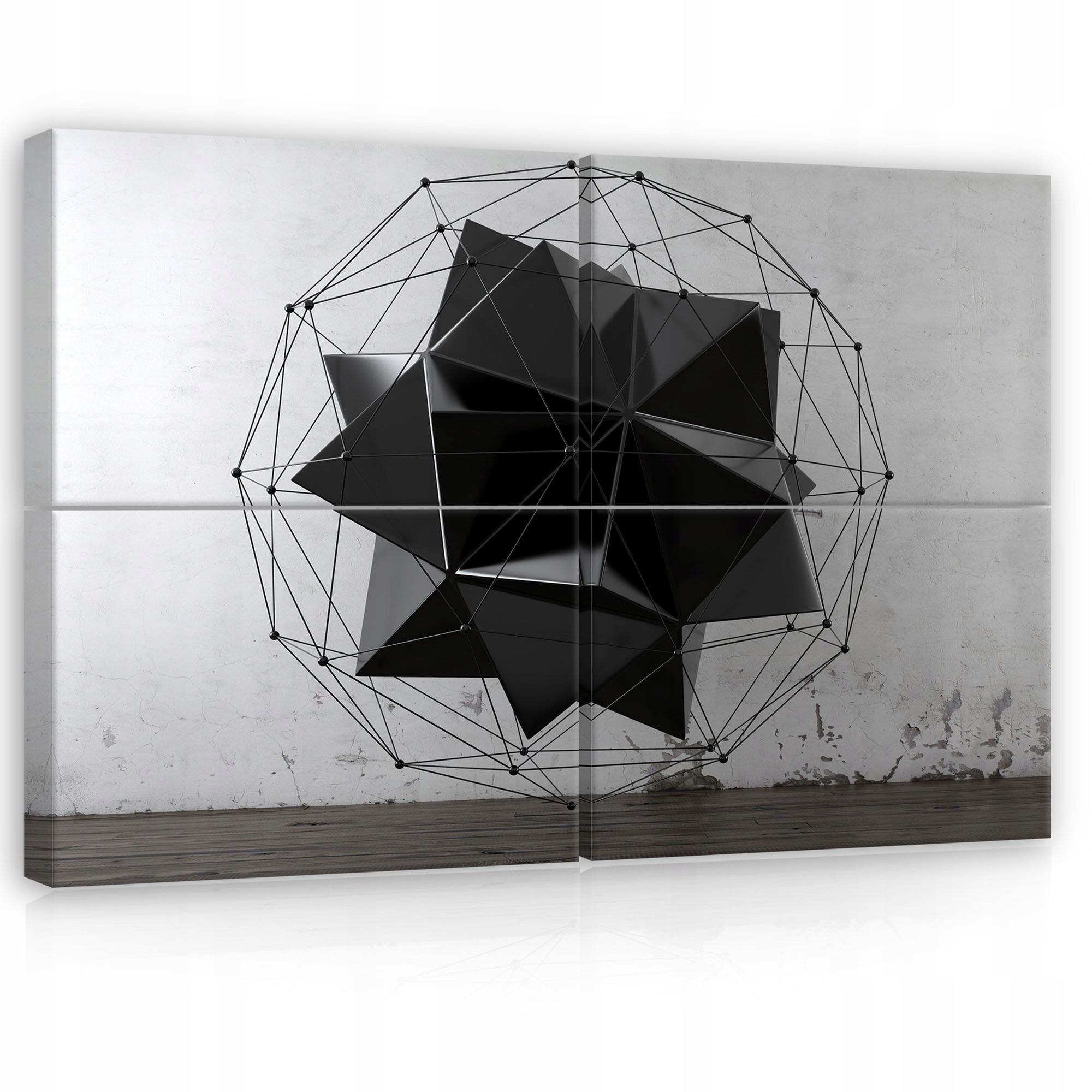 Obraz 120x80 modulární geometrický 3D abstrakce černý lesk minimalismus