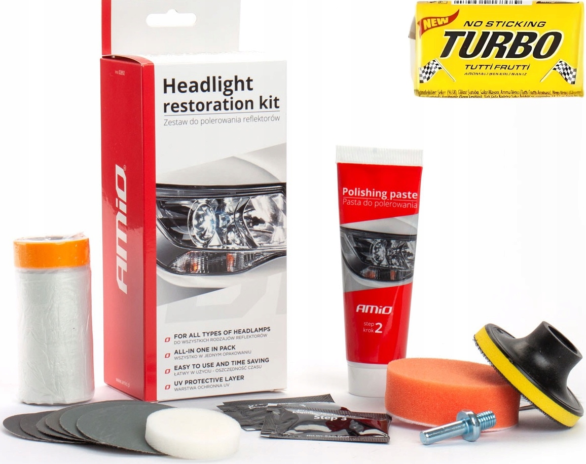 Zestaw Do Polerowania Oraz Regeneracji Odnawiania Lamp Reflektorów Aut Moto