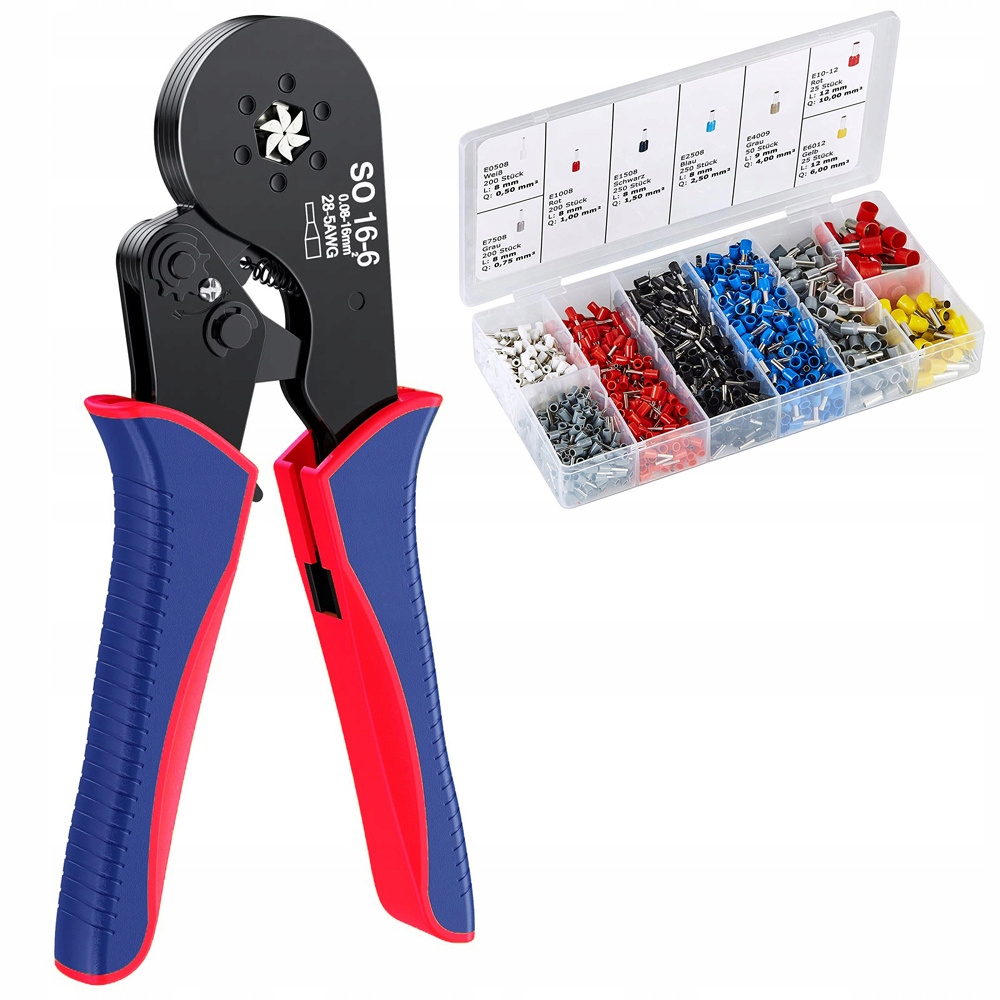 1200 ks Upínací kleště pro lisovací pouzdra, koncovky konektorů 0,08 – 16 mm