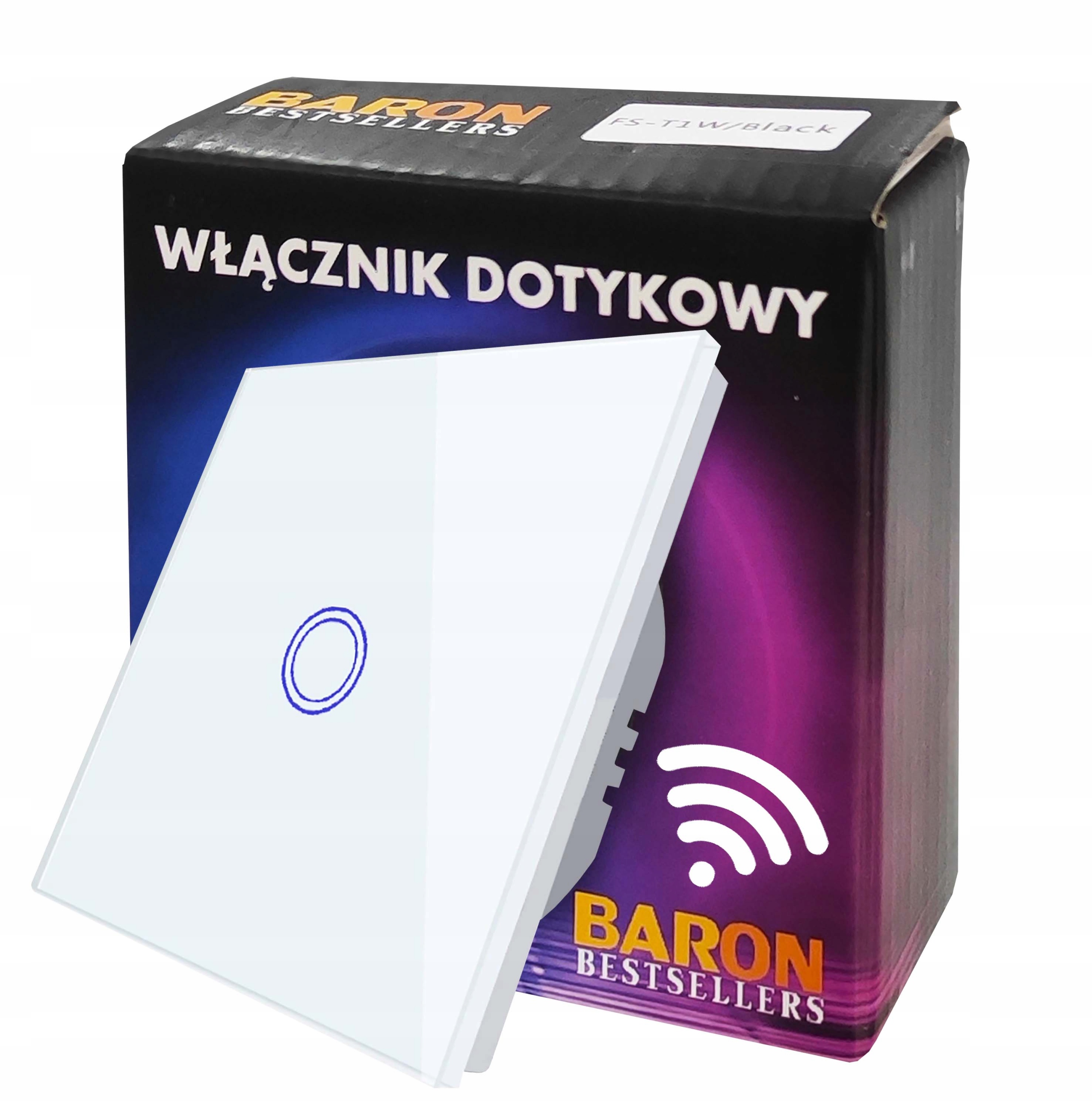 

Włącznik dotykowy Wifi biały pojedynczy Led, Szkło