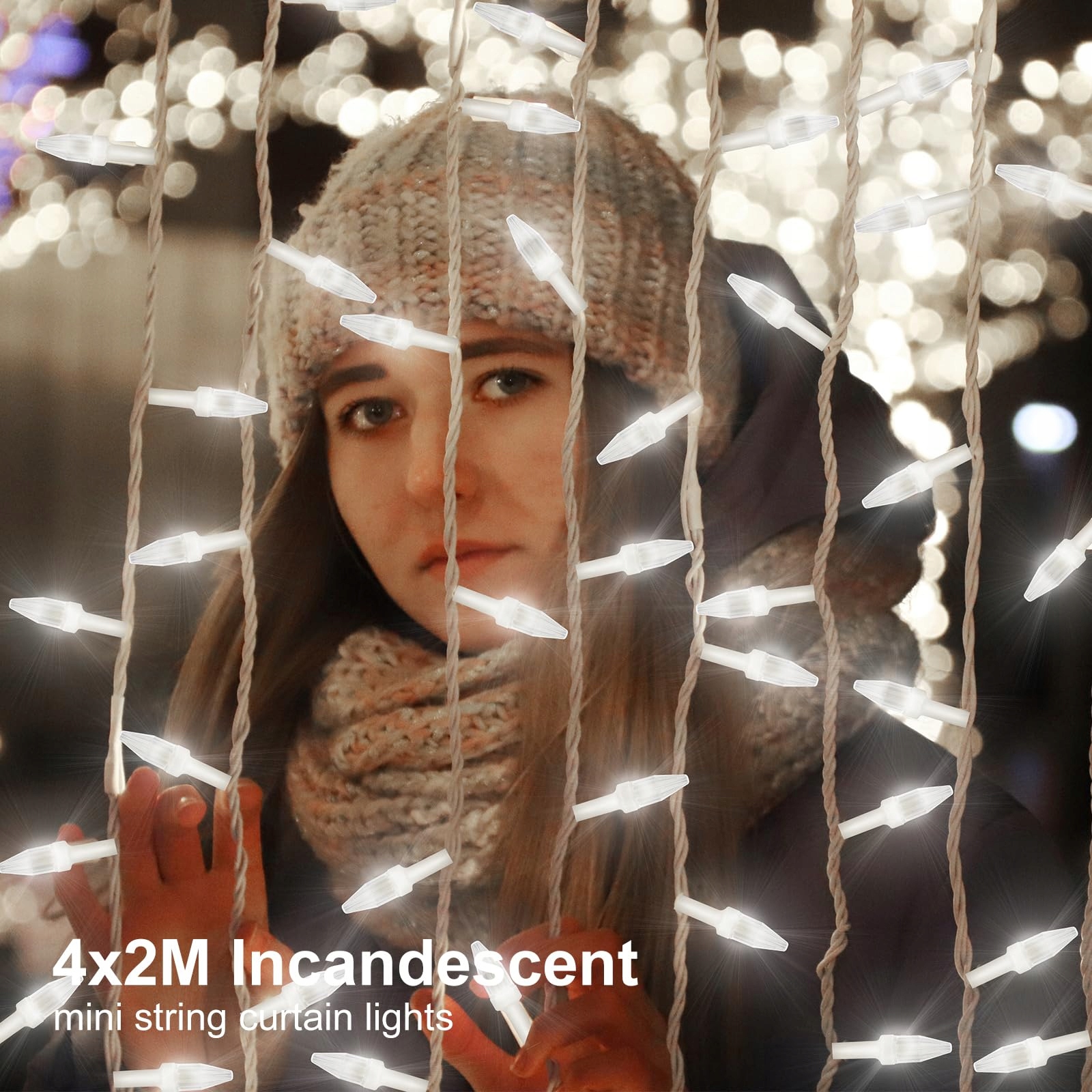CERIAL Kurtyna Świetlna 4x2m 300 LED Białe Lampki Na Święta i Dekoracje — miniatura 5