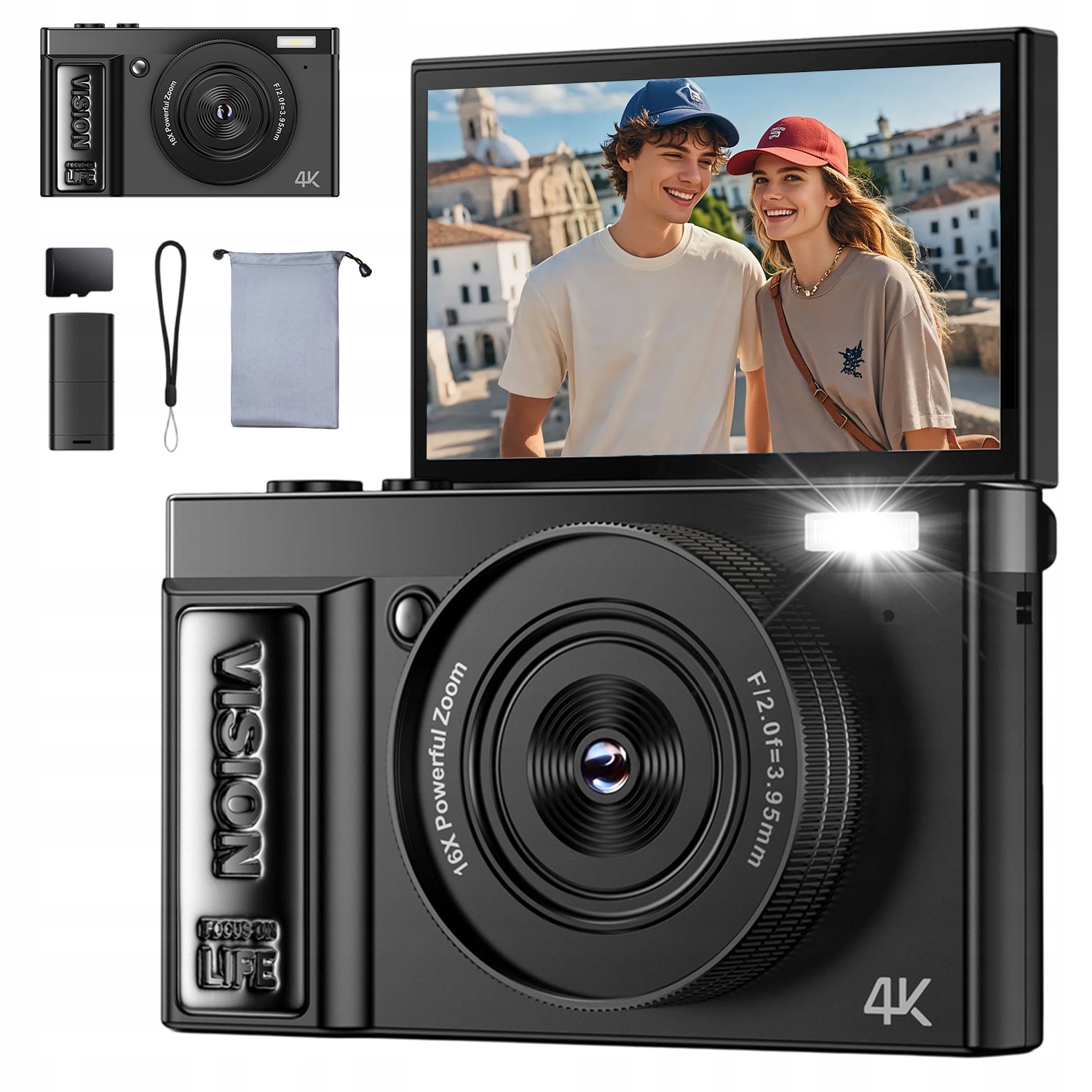 Digitální Fotoaparát 4K 64MP Kovové Pouzdro Odolný Fotoaparát Vánoční Fotografie