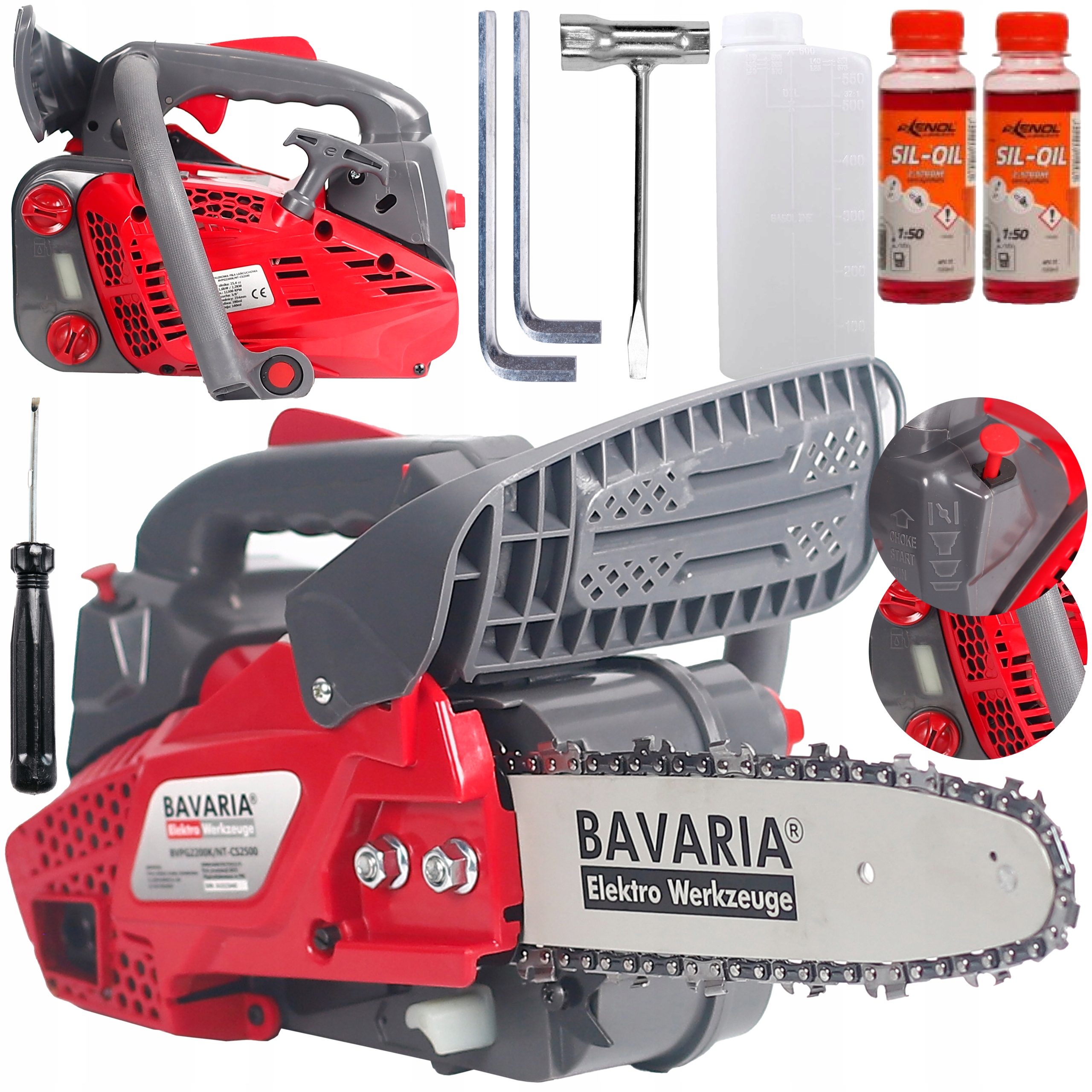 PIŁA SPALINOWA GAŁĘZIÓWKA DO GAŁĘZI PILARKA ŁAŃCUCHOWA + ZESTAW XXL OLEJ