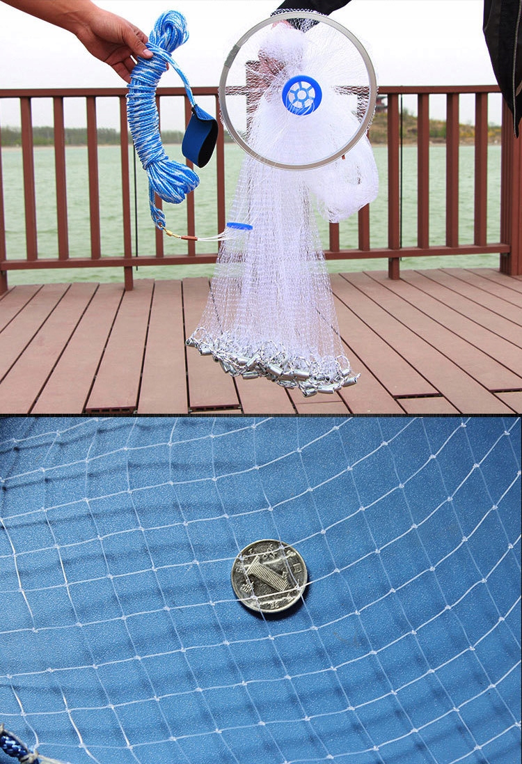 SIEĆ RYBACKA RĘCZNIE RZUCANA SIEĆ WĘDKARSKA NYLONOWA SIATKA NA KREWETKI Model RĘCZNIE RZUCANA SIEĆ WĘDKARSKA 240CM