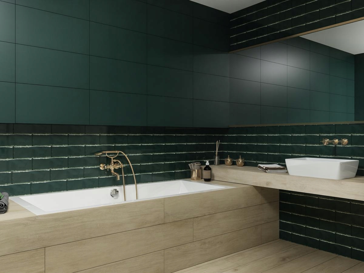 Płytki ścienne 30/60 Porcelano Green Matt Zielone Typ glazura