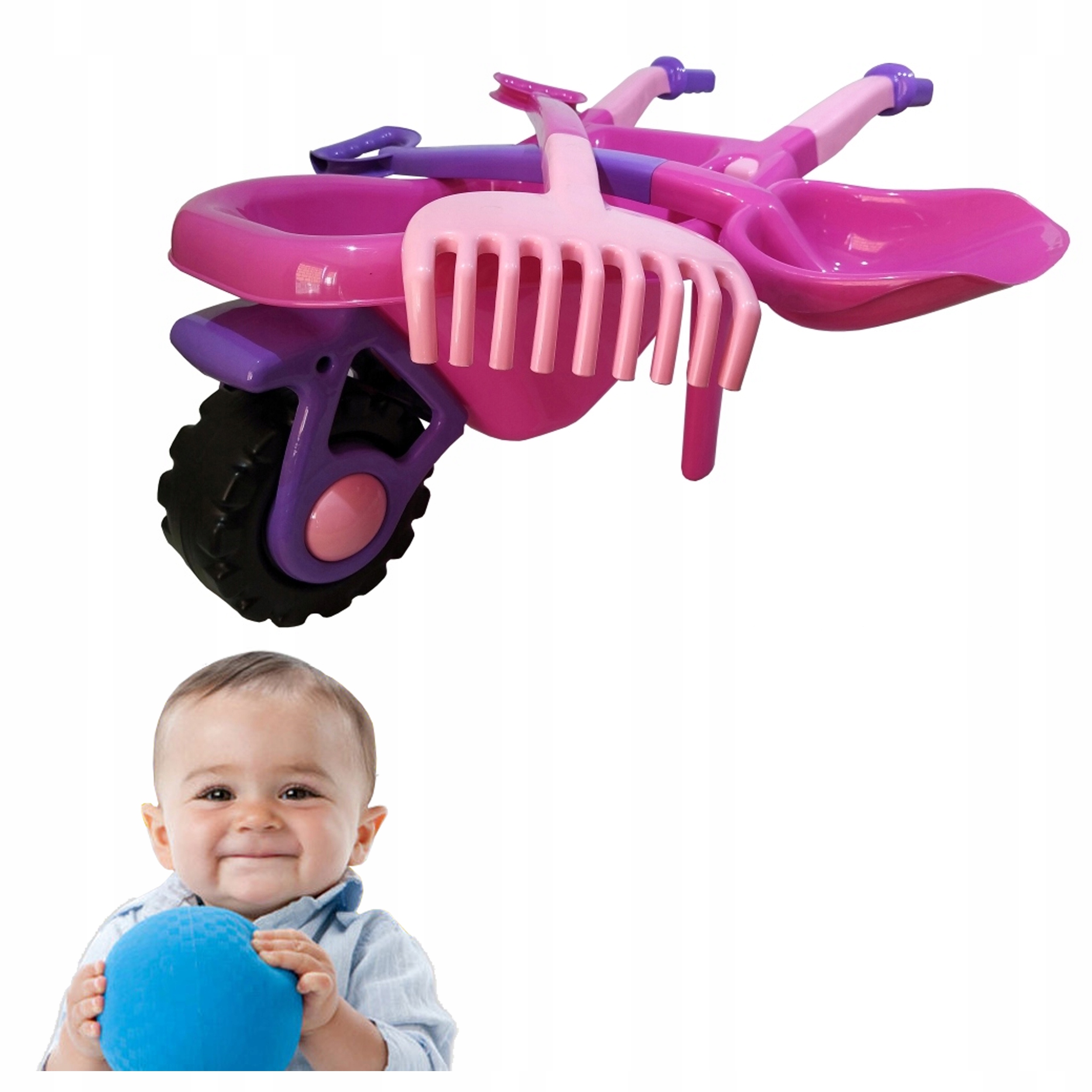 DUŻA TACZKA OGRODOWA dla dzieci do piasku Łopata Grabie solidna polska R