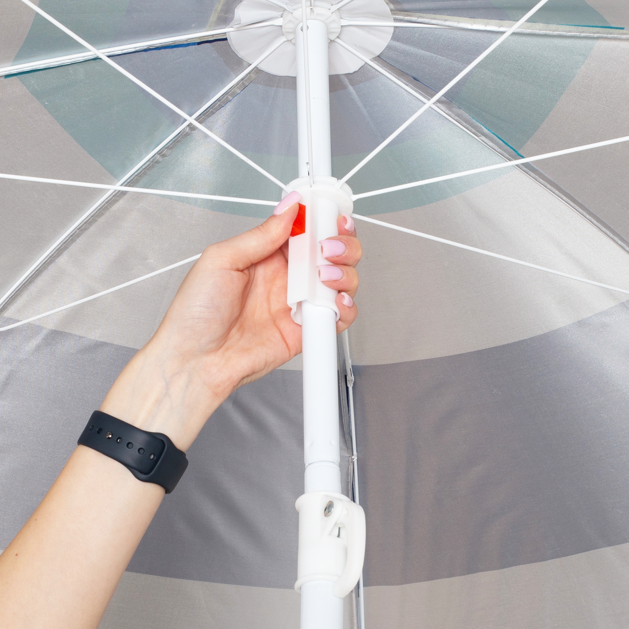 Parasol plażowy ogrodowy składany na balkon 180cm Paski biało-niebieskie — 12