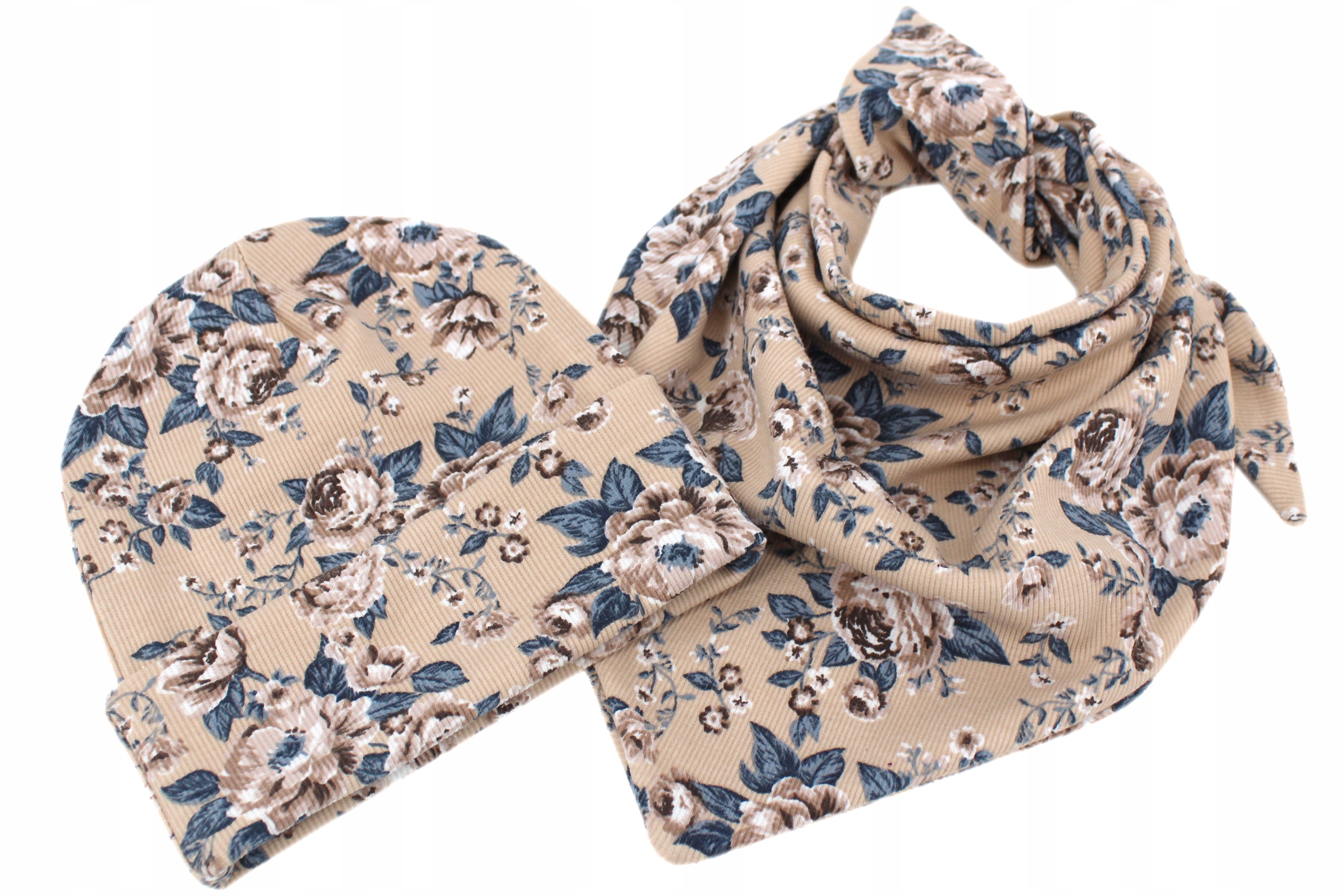 KOMPLET DZIECIĘCY BAWEŁNIANY DWUWARSTWOWY PRĄŻEK CZAPKA + CHUSTA 2 - 5 LAT Marka Black Di