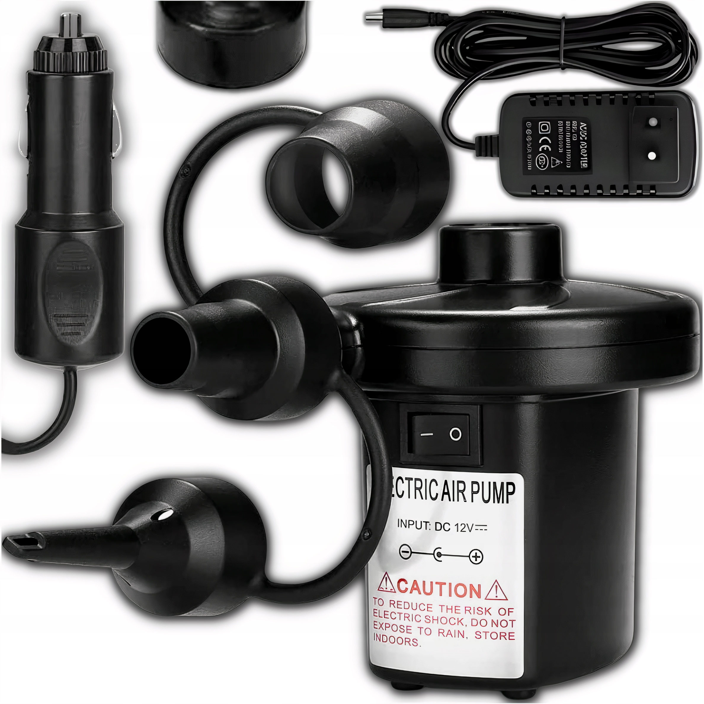 

Elektryczna Pompka Materac Piłki 12V/230V+KOŃCÓWKI