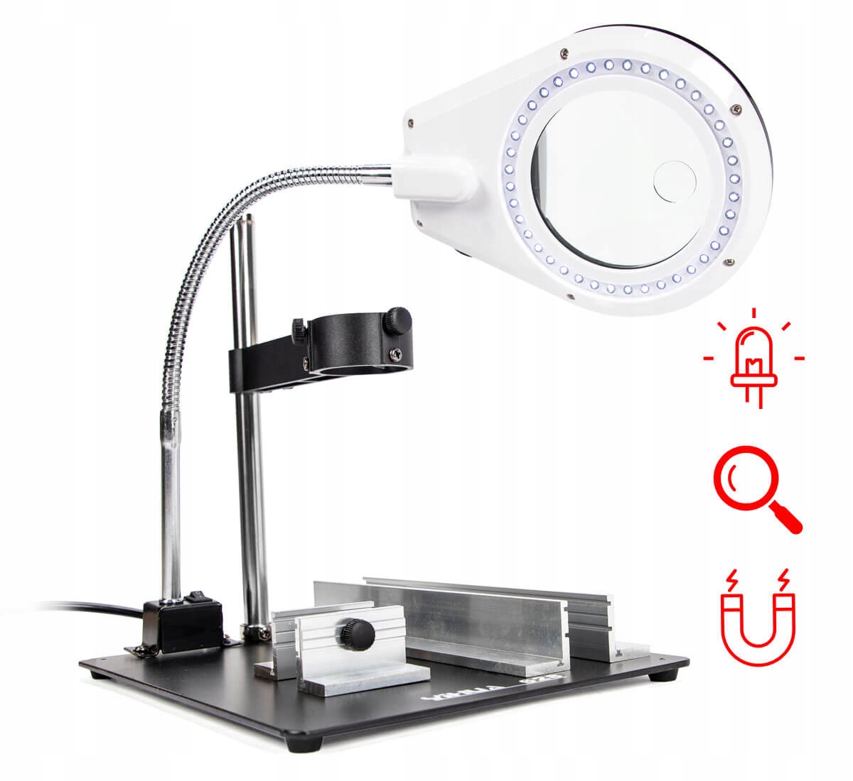 Držák na pažbu hot air Yihua 628A-IV lampa s 3D lupou, magnetický stolek