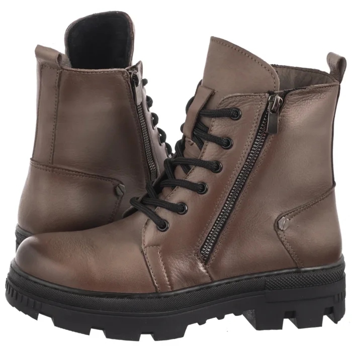 Boty Kotníkové Boty Kožené Dámské Vacarro Hnědé 1002 Mink