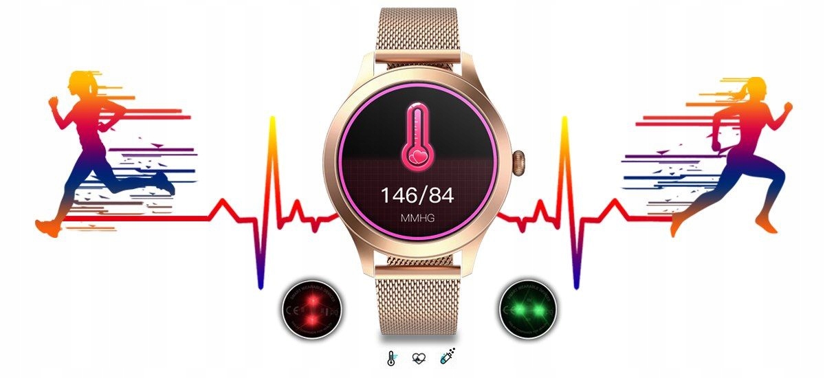 SMARTWATCH DAMSKI CIŚNIENIE TLEN WE KRWI TĘTNO SMS Transmisja danych brak