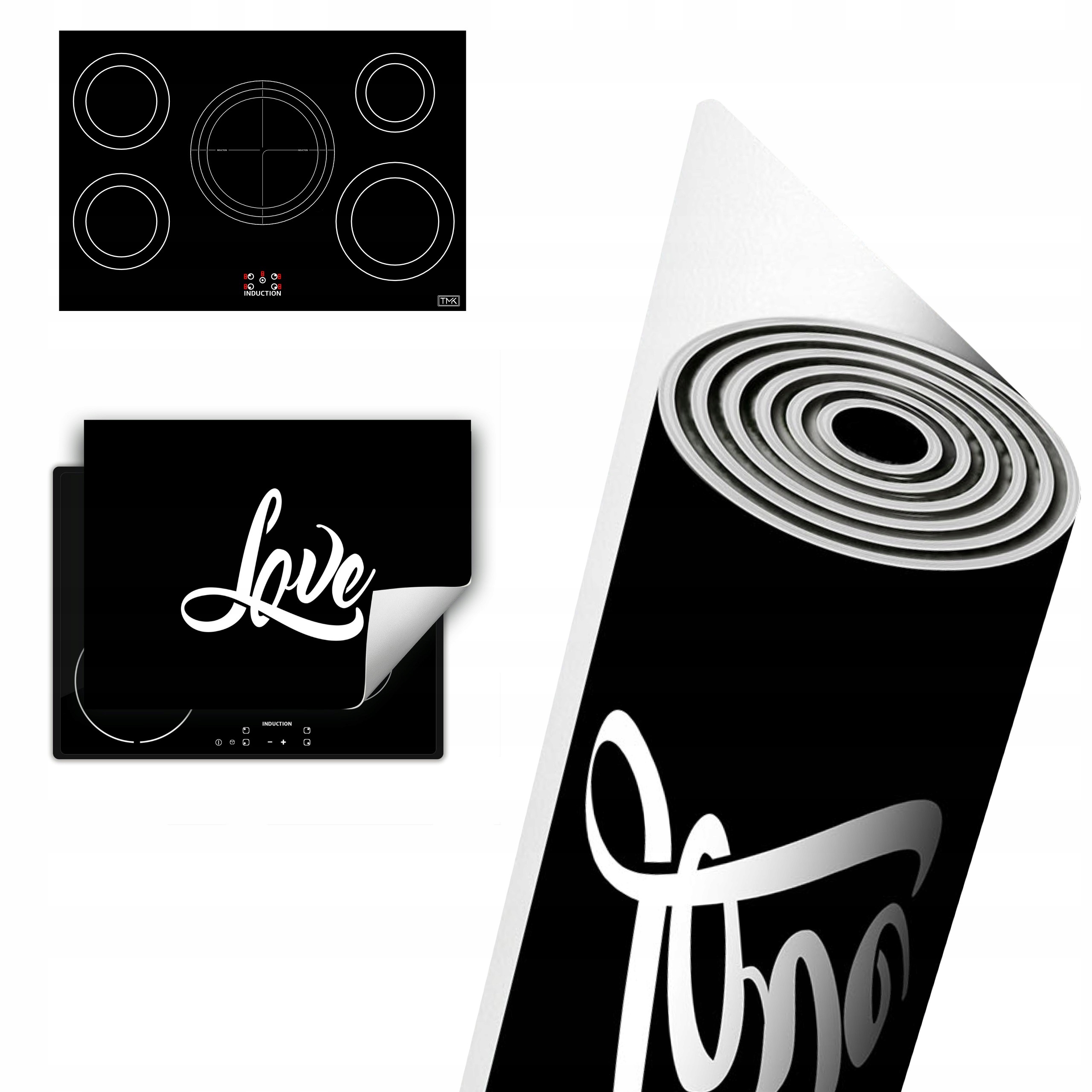 Vinylová Ochrana Na Indukci Deska 80x52 černá láska