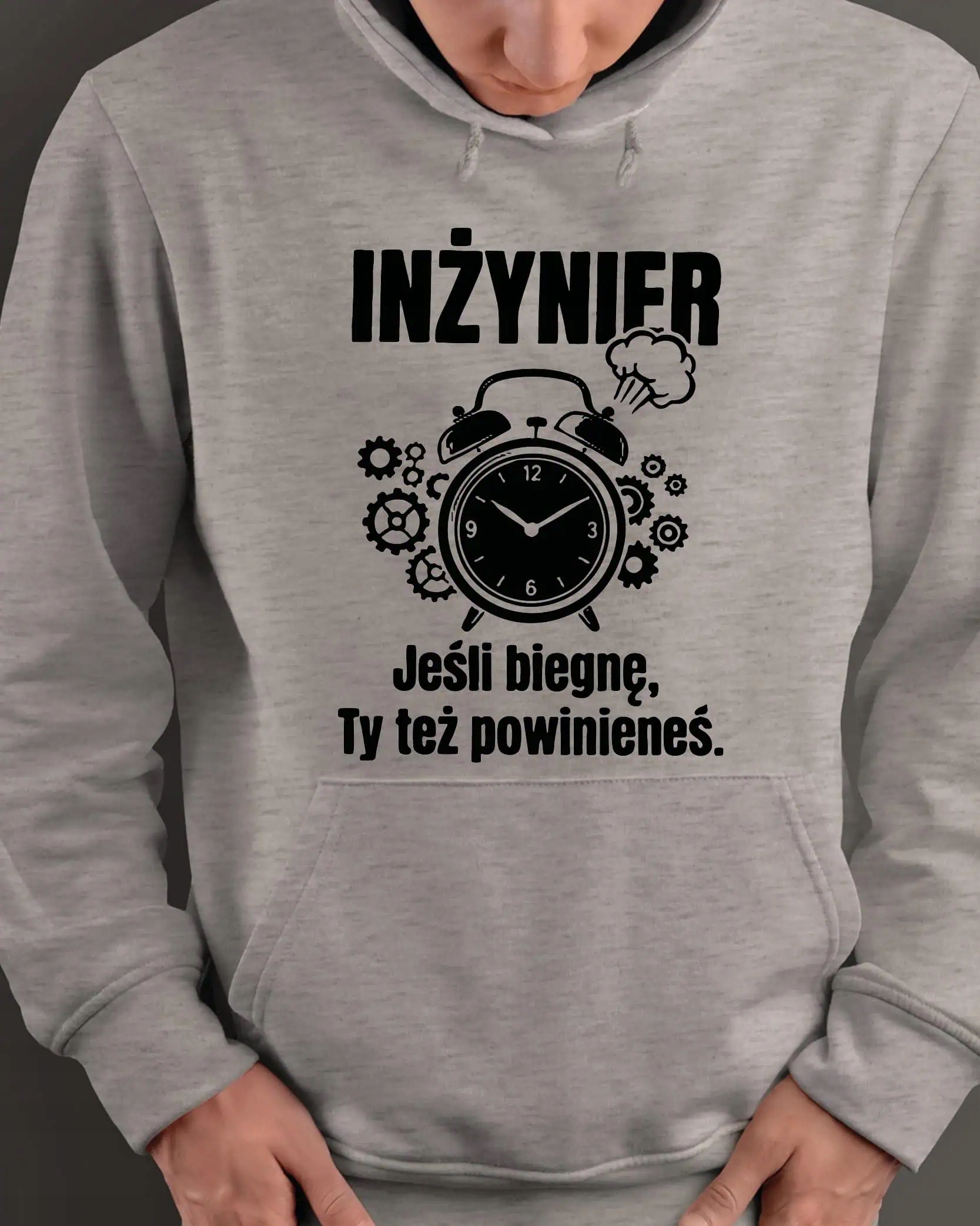 Vtipná Mikina s kapucí pro inženýra Je čas utíkat Šedá XXL