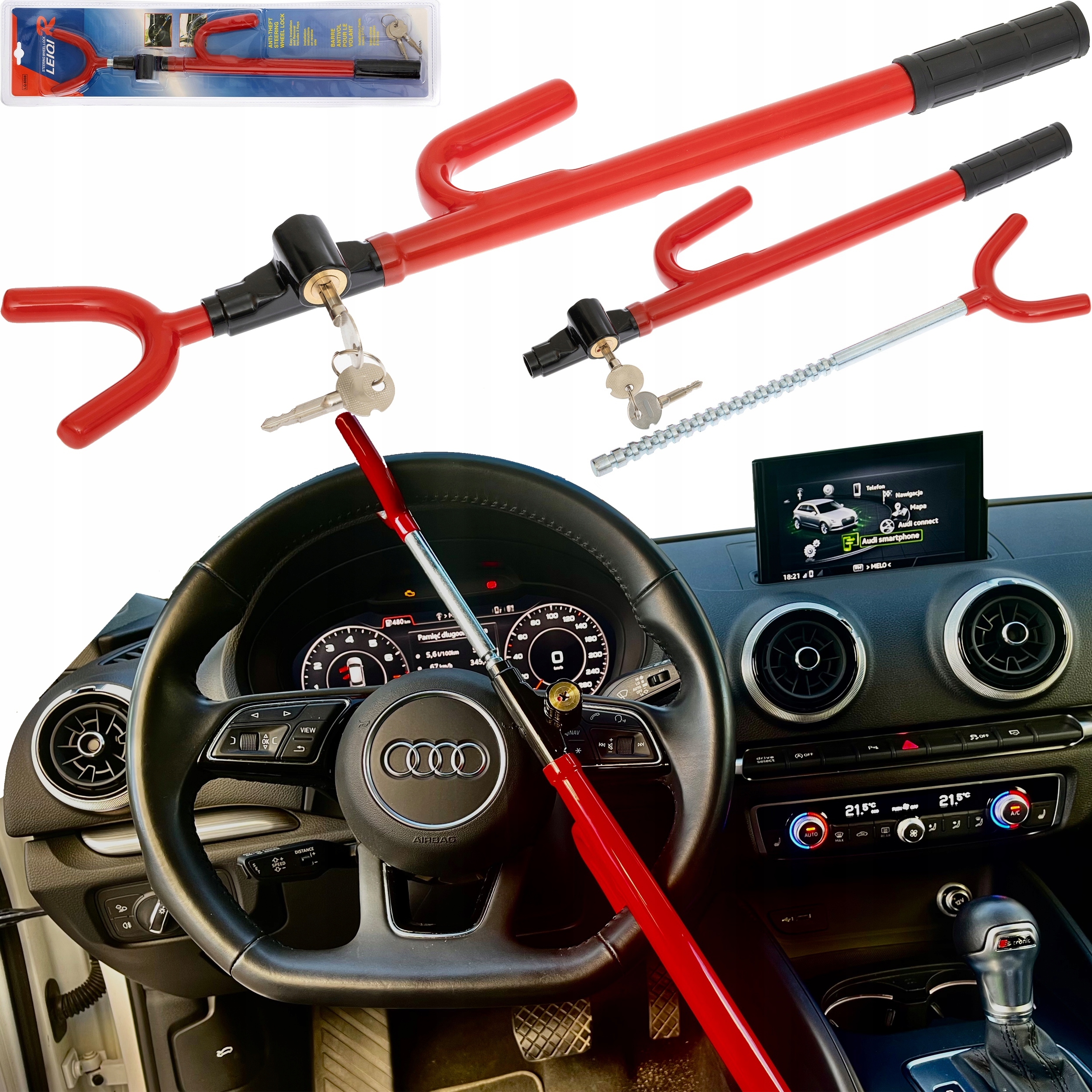 Blokada Kierownicy Antykradzieżowa Samochód Do Każdego Auta 2 Klucze