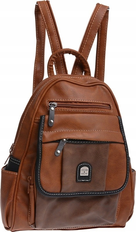 Sportowy Plecak Damski Dużo Kieszonek brąz