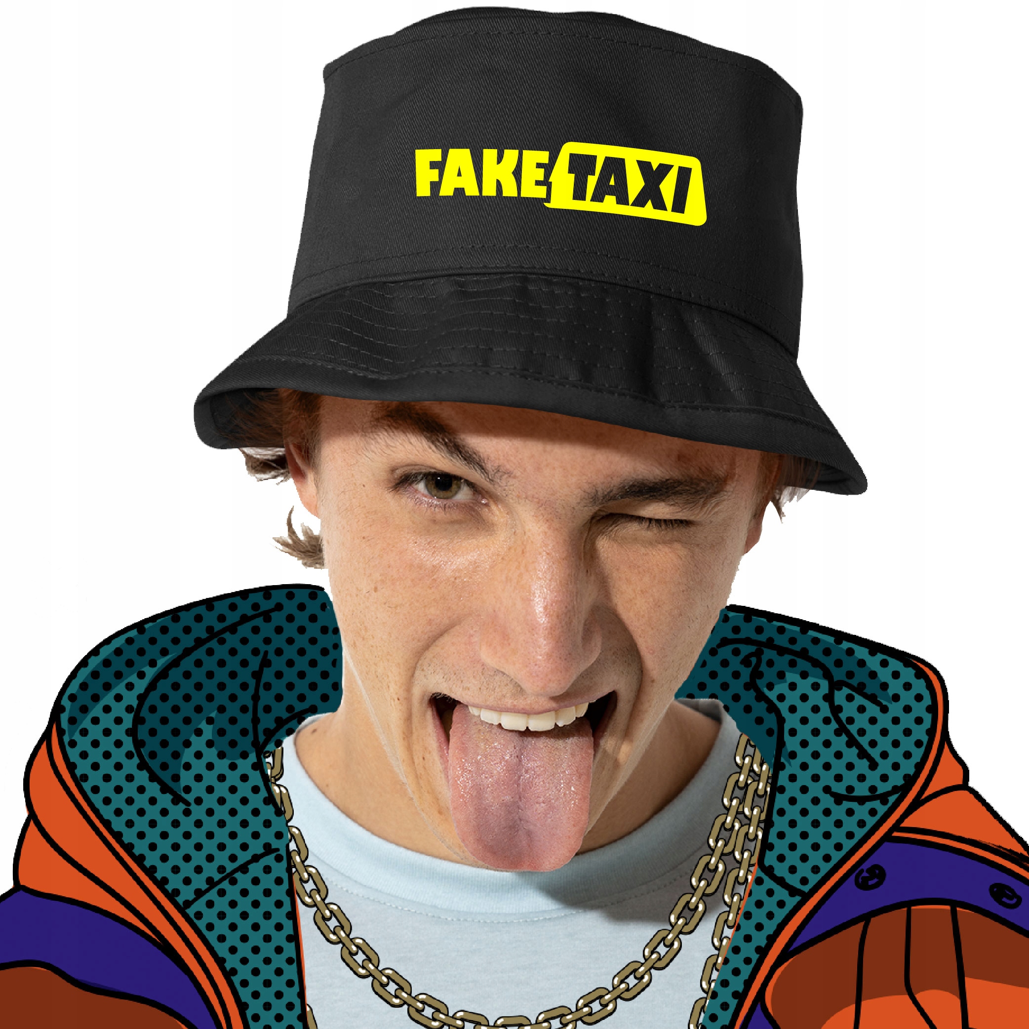 

Zabawny Kapelusz Młodzieżowy Bucket Hat Fake Taxi
