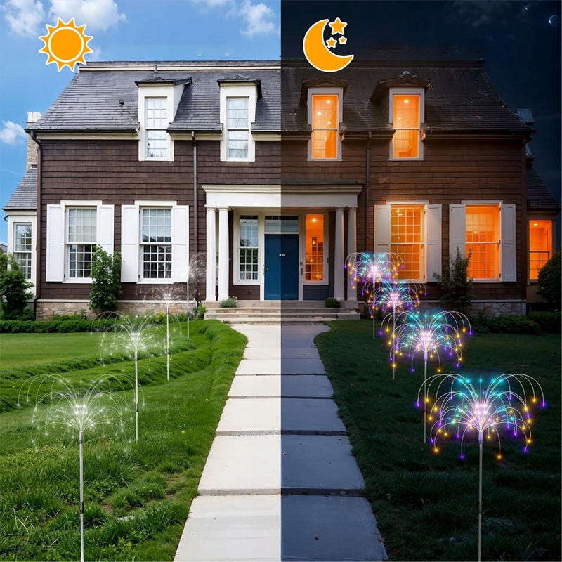 4Szt LAMPKI OGRODOWE SOLARNE DMUCHAWIEC DRZEWKO FAJERWERKI OZDOBA 480 LED Marka inna