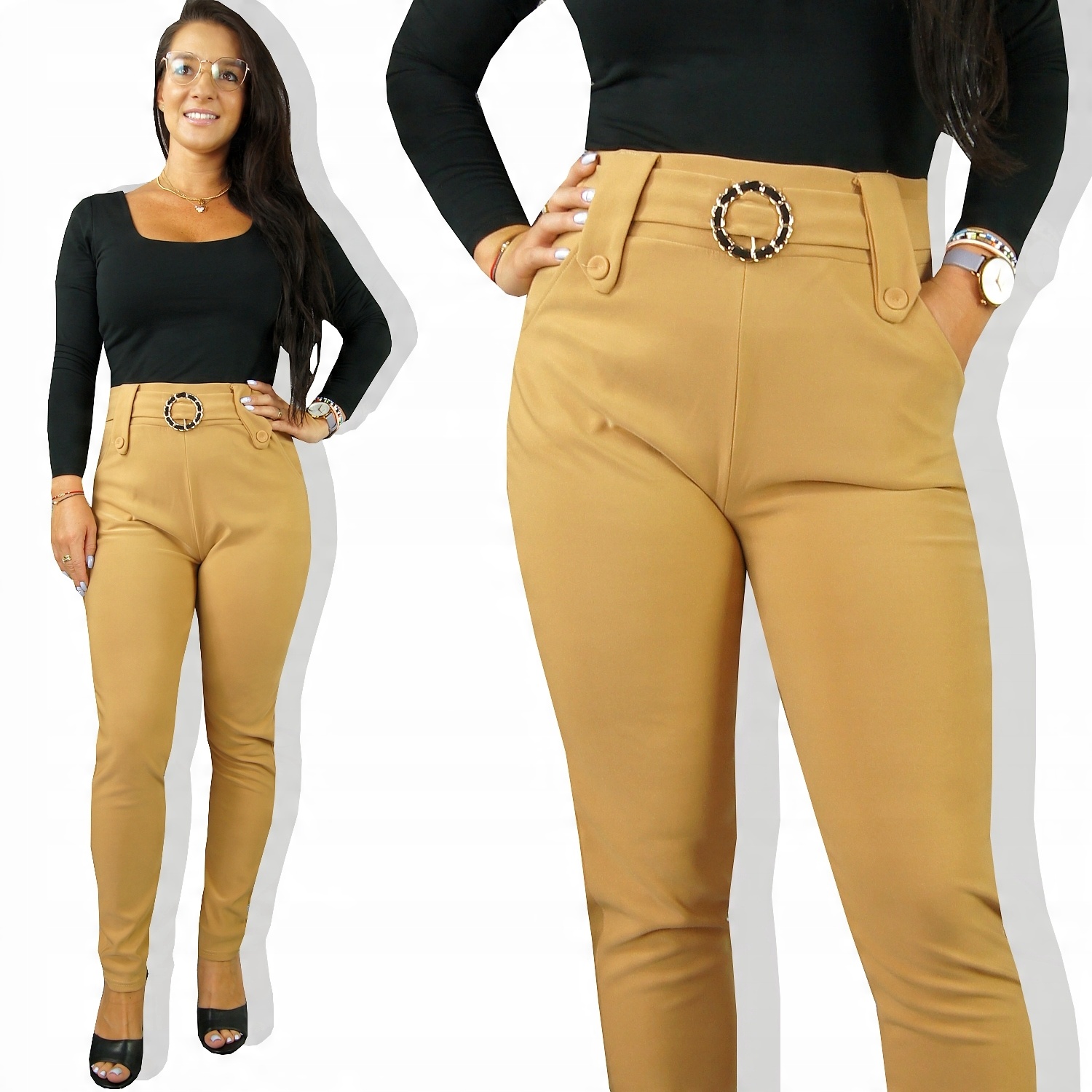 

Spodnie z Wysokim Stanem Cygaretki Slim 613, L/XL