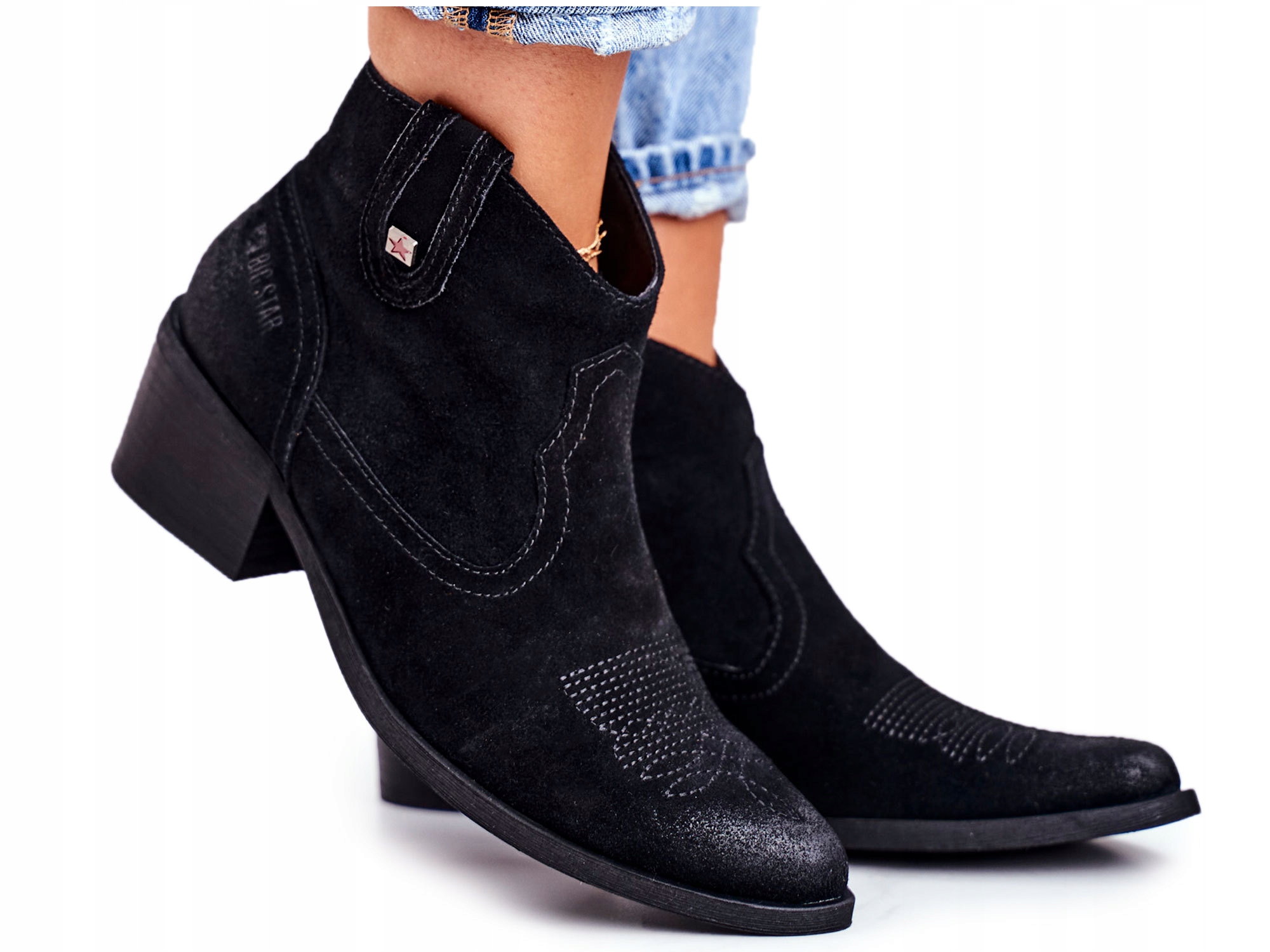 

Damskie Botki Kowbojki Big Star GG274329 Zamsz 38