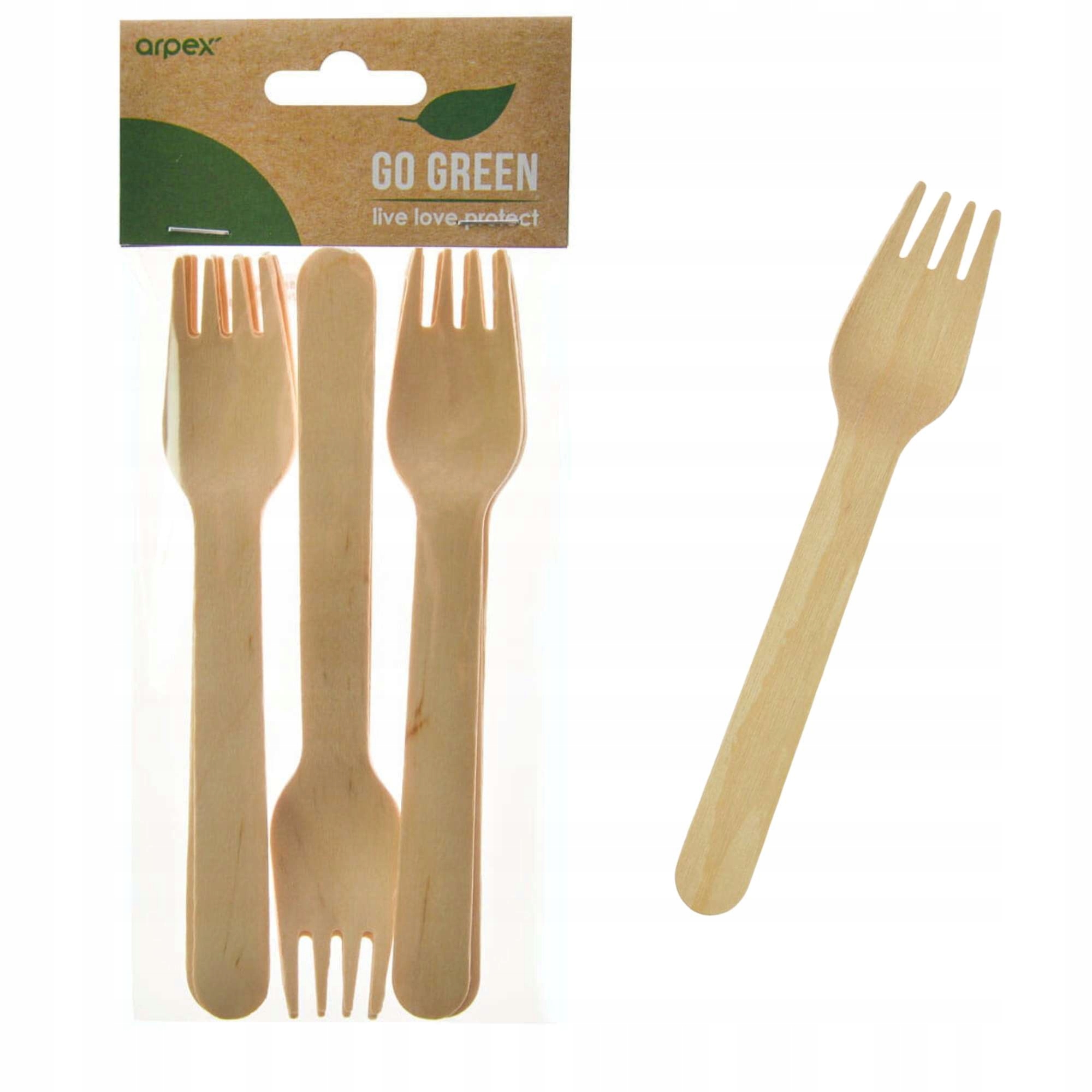 Party Time Drewniane Widelce Jednorazowe Eko Mocne 8szt