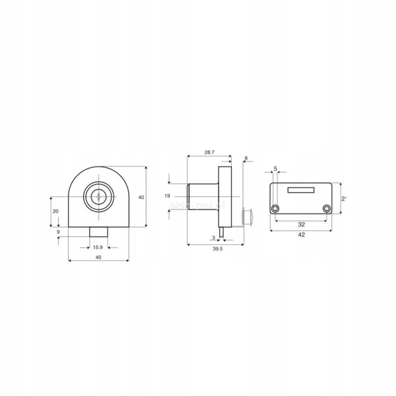 Zamek meblowy DO SZKŁA x918 CHROM Długość 40 mm