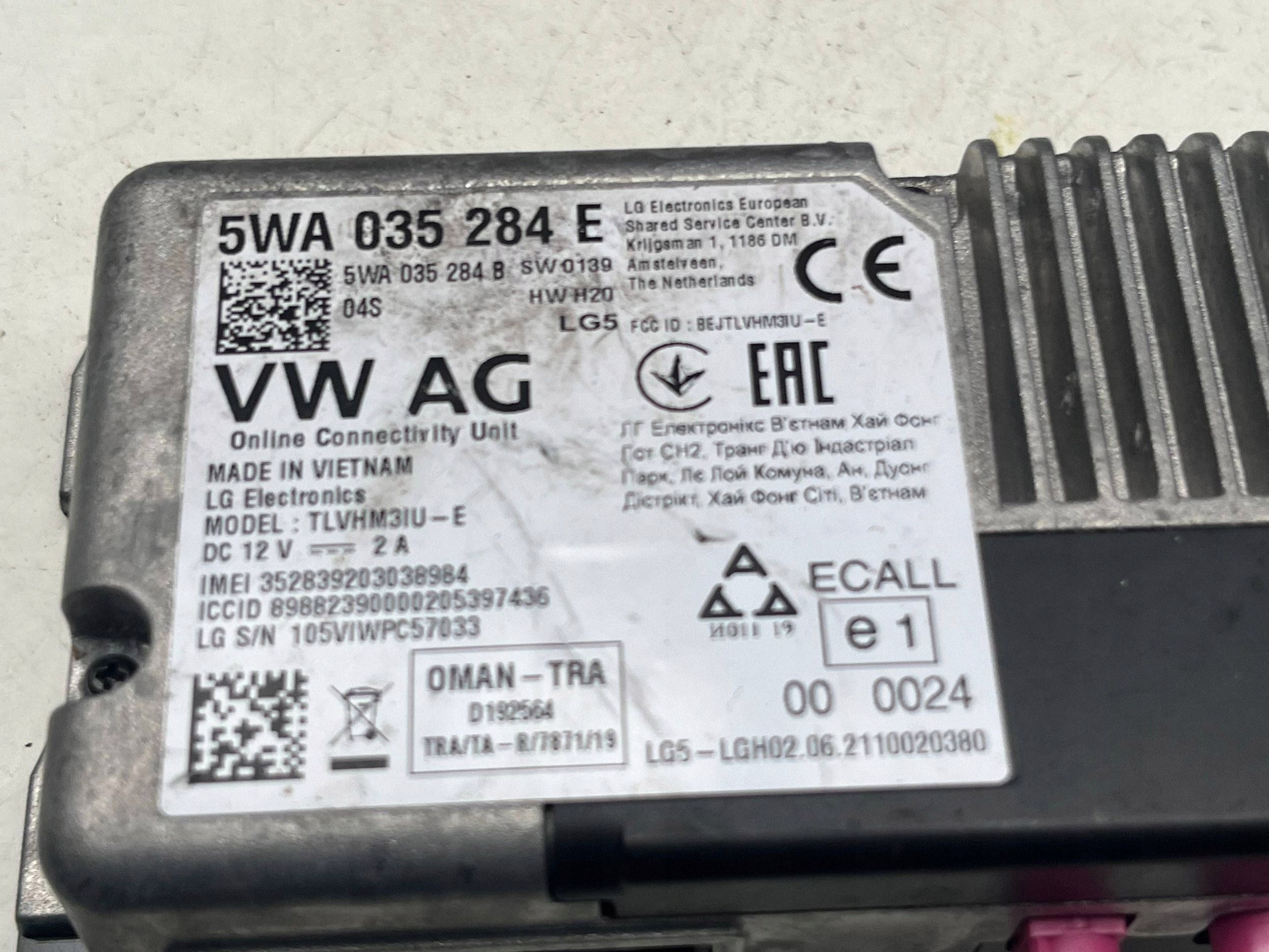 VOLKSWAGEN module control unit KOMFORTU 5WA035284E @M