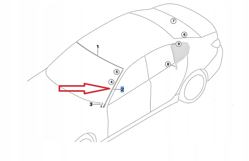 Listwa odprowadzajaca wode BMW G20 Czarny Mat Lewa