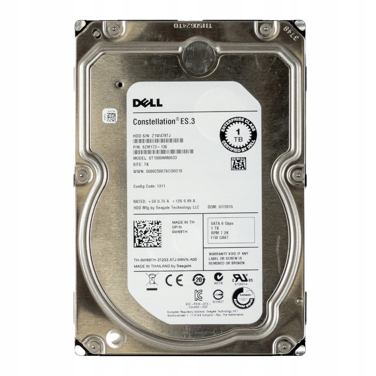 Dell 0W69TH 1TB 7.2K 128MB Sata III 3.5'' ST1000NM0033
