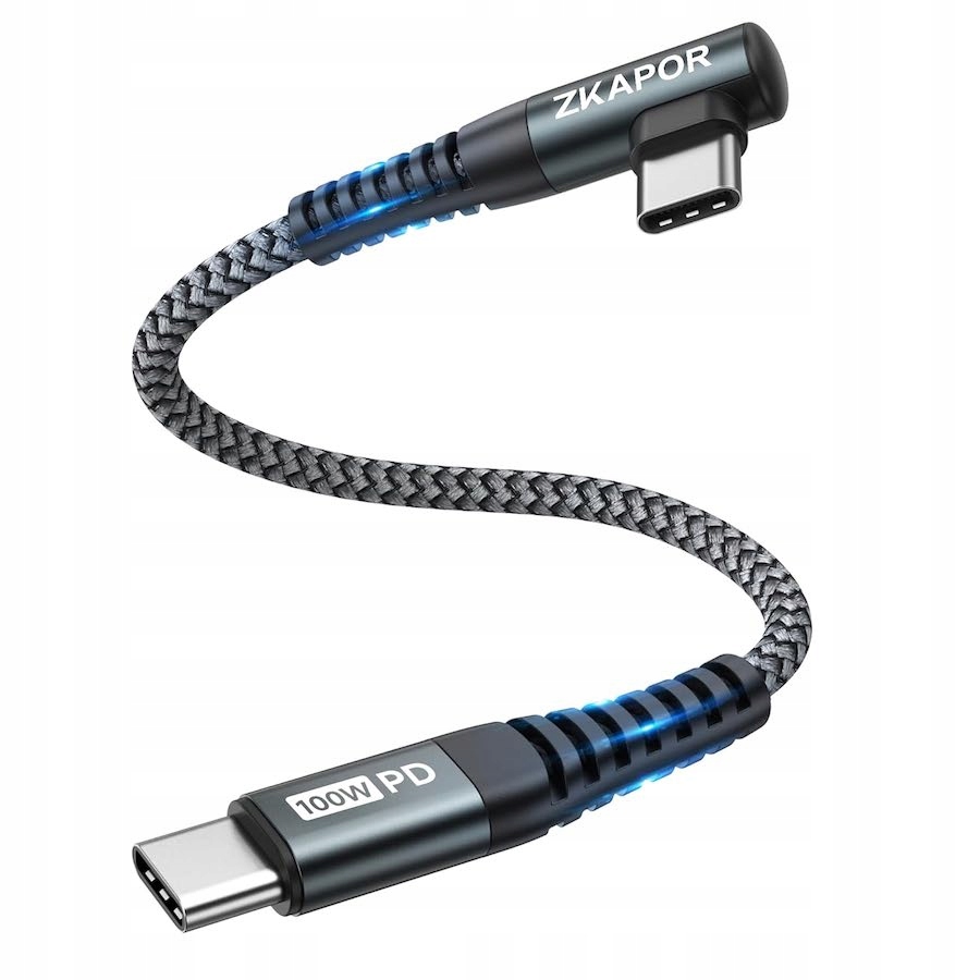 Kabel kątowy Usb-c Usb-c 100W Pd 100 W 60W Qc 3.0 Android Apple 0.3m 30cm