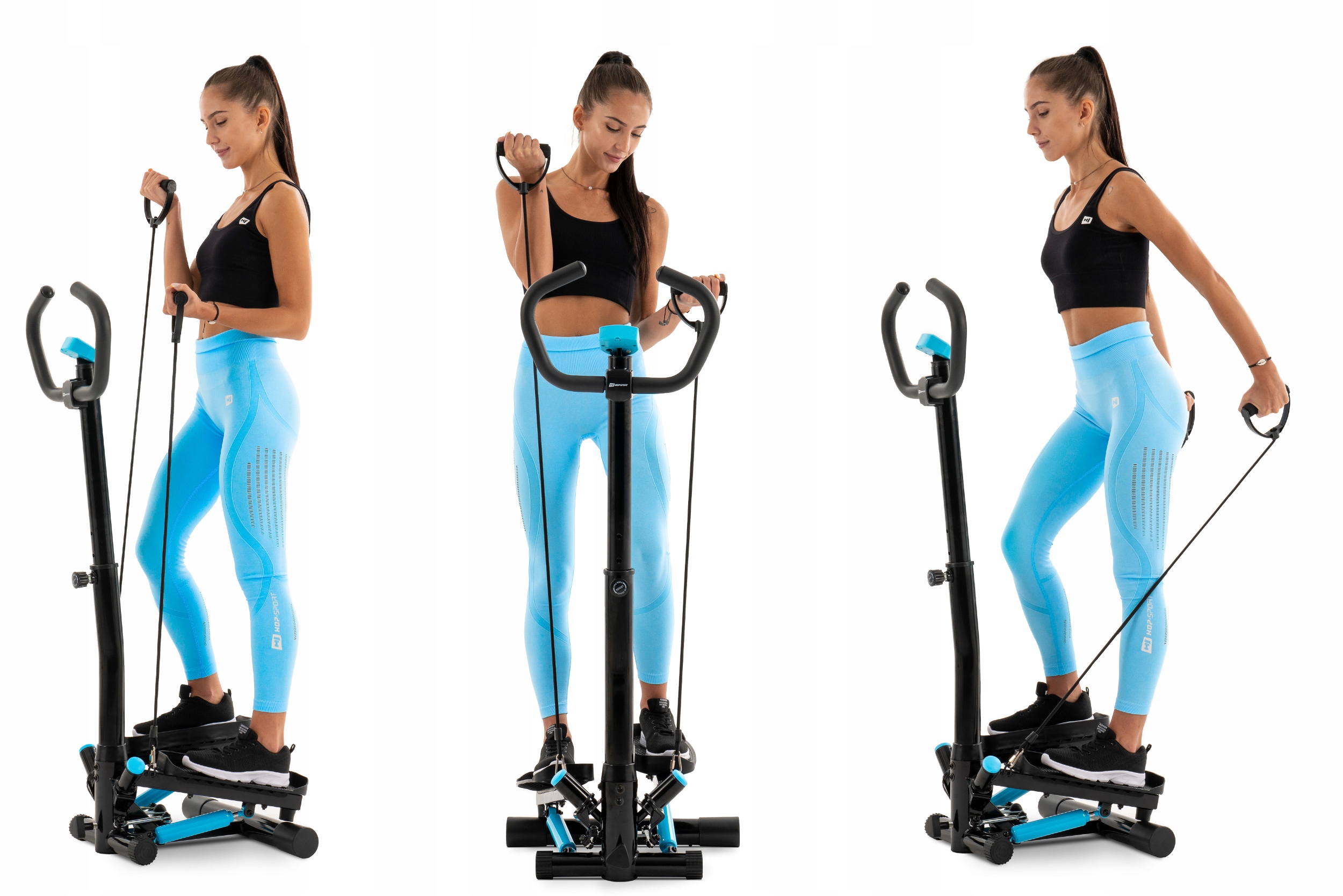 Stepper skrętny z regulowaną kolumna treningowy z linkami step do ćwiczeń Długość stopki 33.5 cm