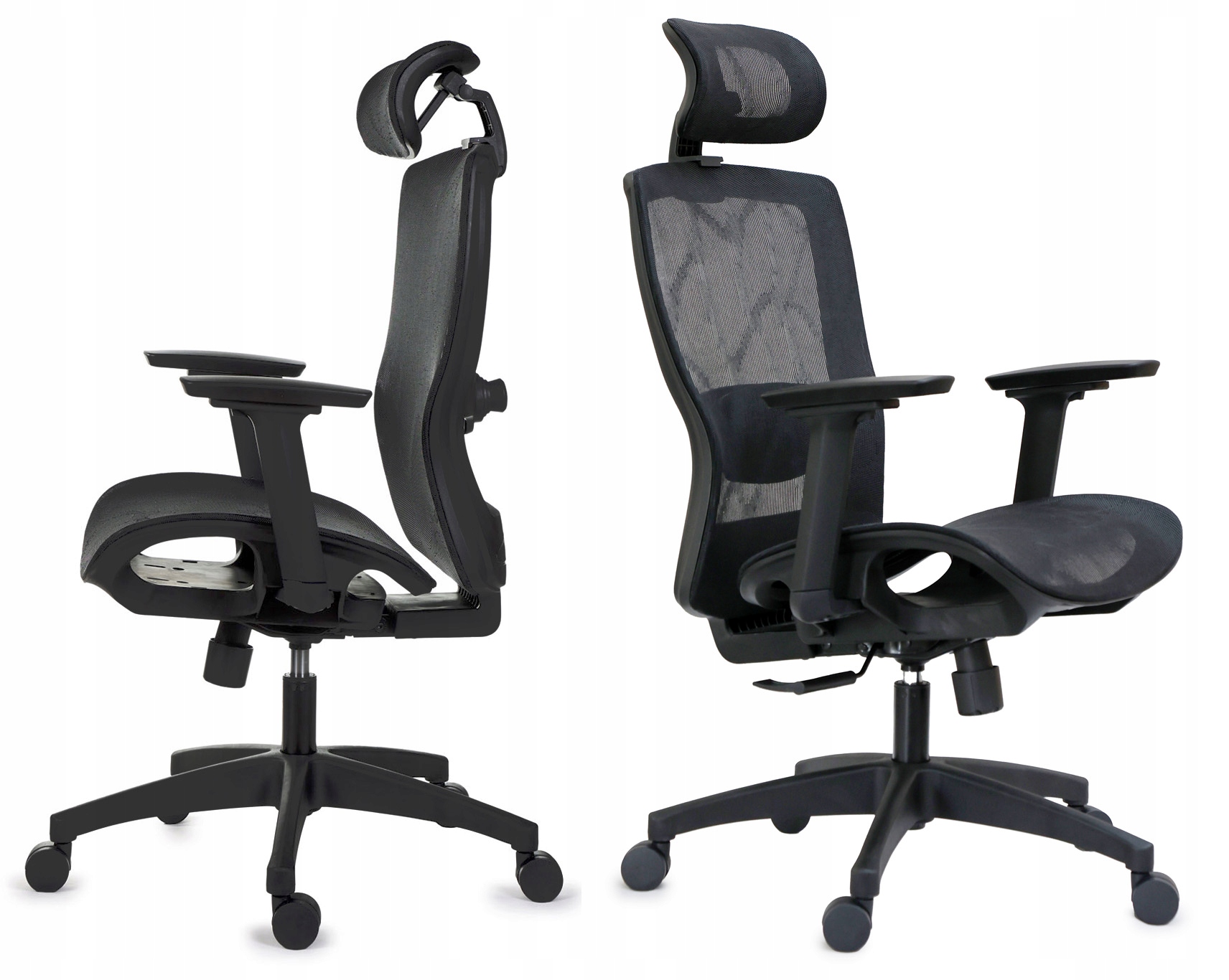 Ergonomiczny fotel biurowy FXC004 regulowane podłokietniki i zagłówek, Bhp