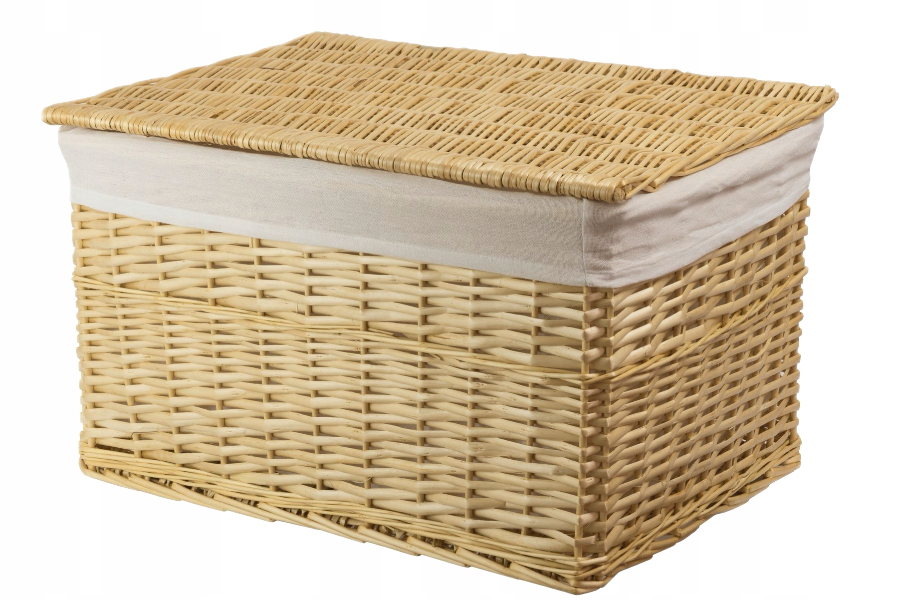 Skrzynka Wiklinowa Z Materiałem 38×22×22cm Na Kosmetyki I Drobiazgi