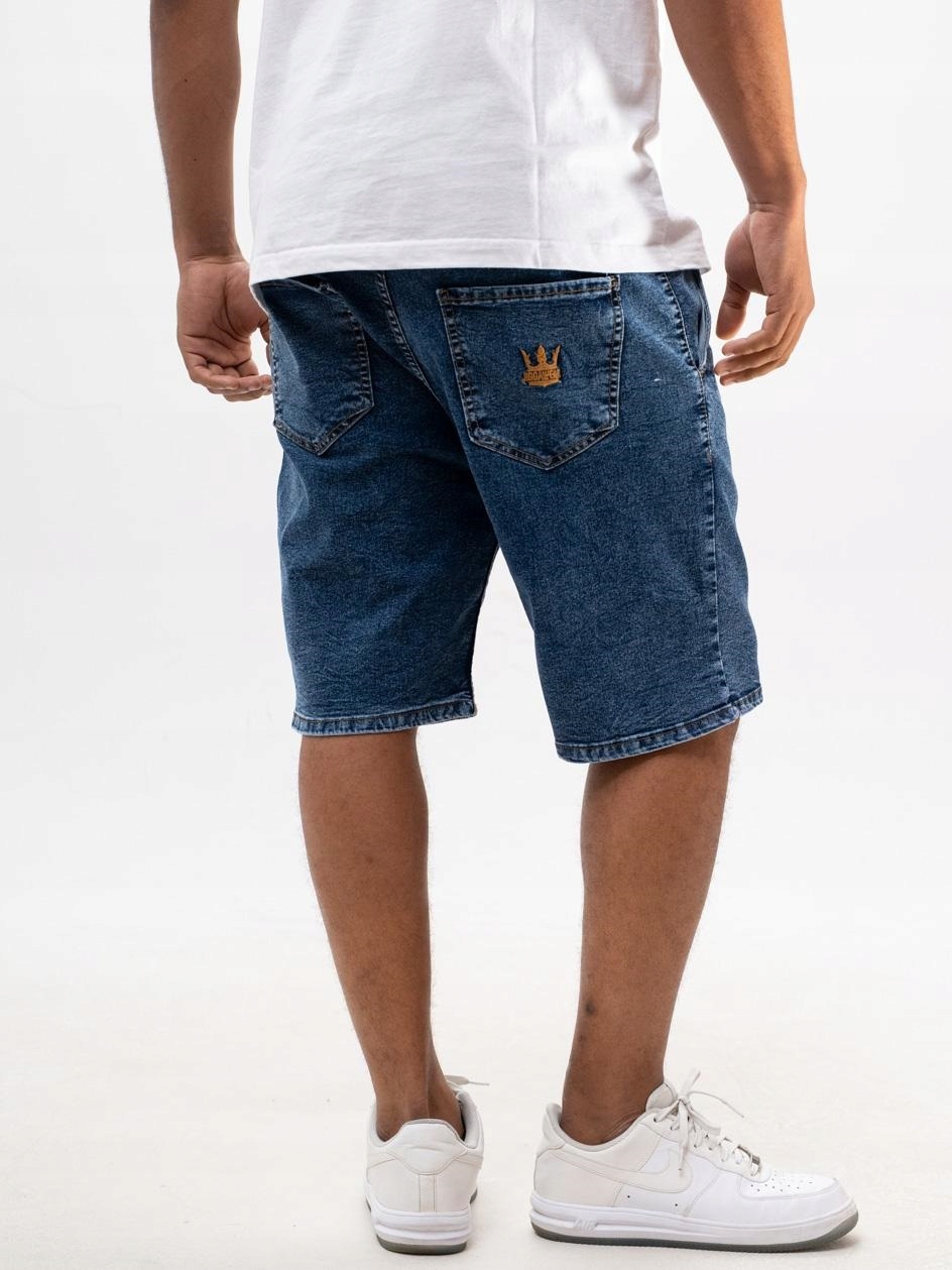 Kraťasy Jigga Wear Crown Baggy Jeans Dark Blue Gold vel. M