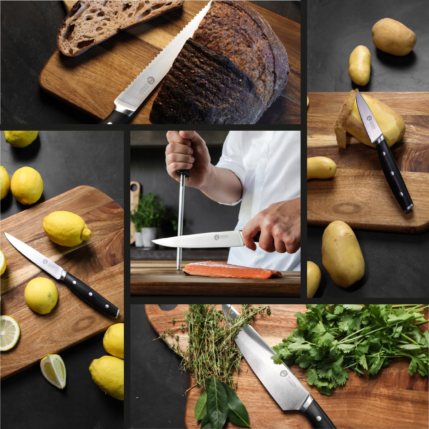 MASTERCHEF Zestaw Noży Kuchennych 6-częściowy Stal Nierdzewna Wysoki Węgiel — miniatura 6