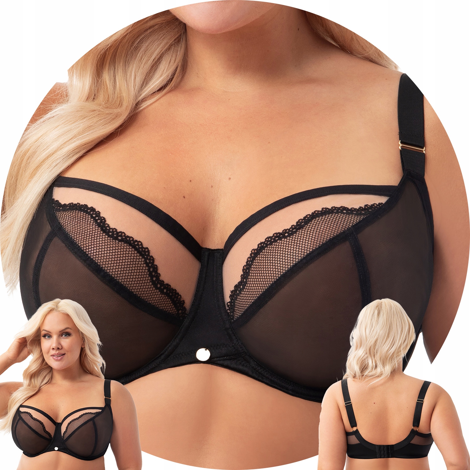 Gorsenia K900 Ida černý tyl krajka Podprsenka Měkká 70F měkká