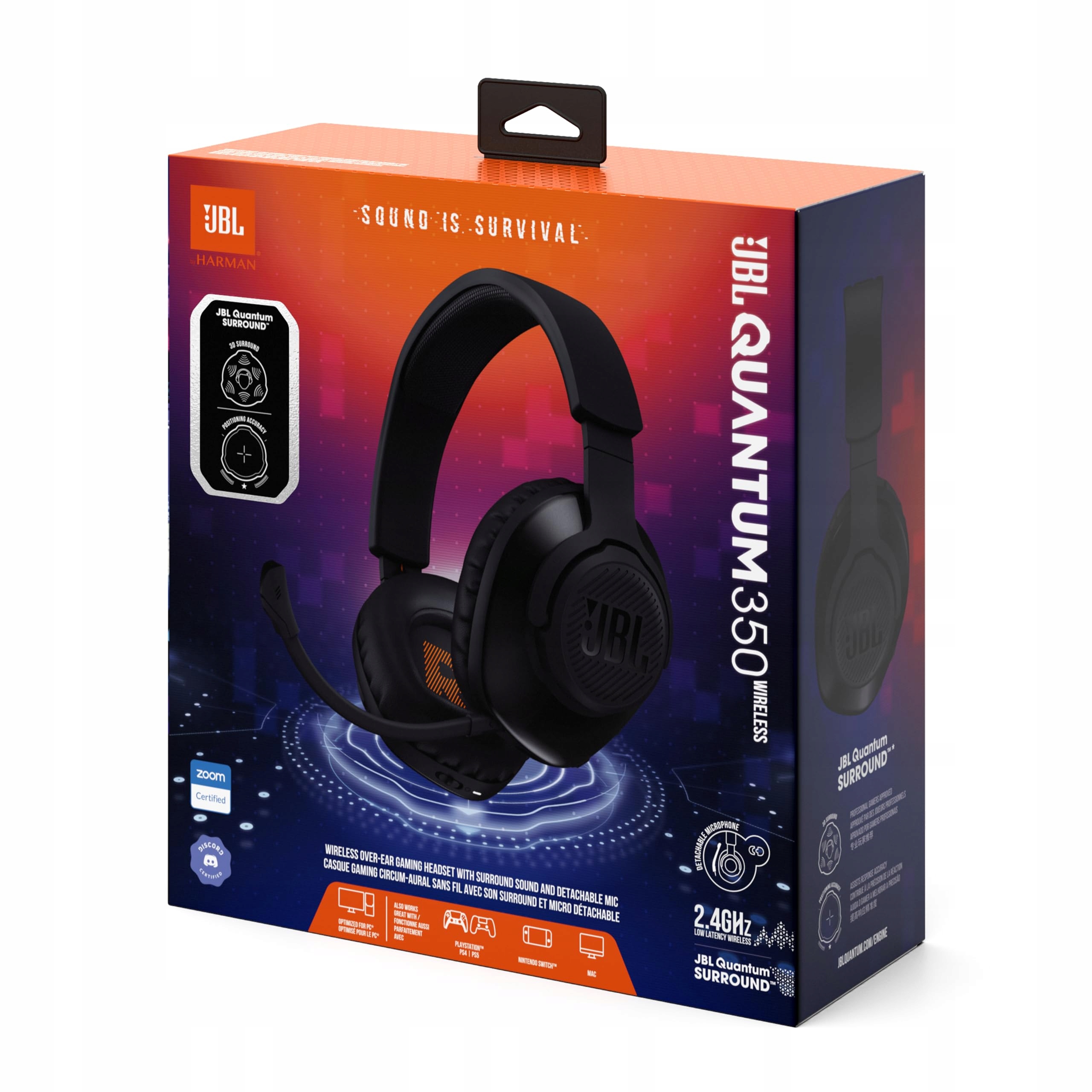JBL Quantum 350 Bezprzewodowe Słuchawki Gamingowe USB-C QuantumSurround — miniatura 3