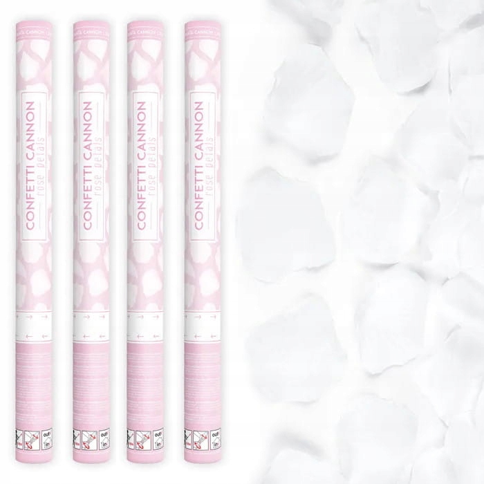 TUBY STRZELAJĄCE KONFETTI BIAŁE PŁATKI WYRZUTNIA ŚLUB WESELE 60cm 4 SZTUKI