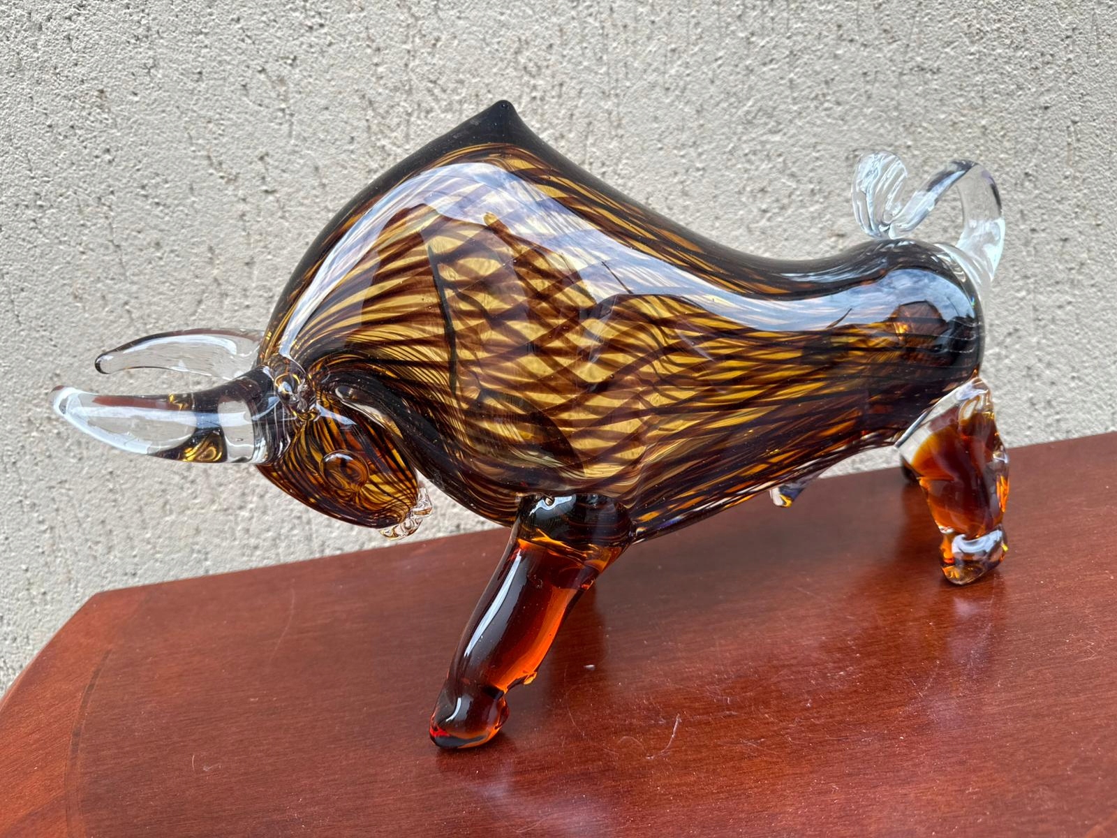 BYK SZKŁO WENECKIE MURANO FIGURA W BRĄZOWE PASKI